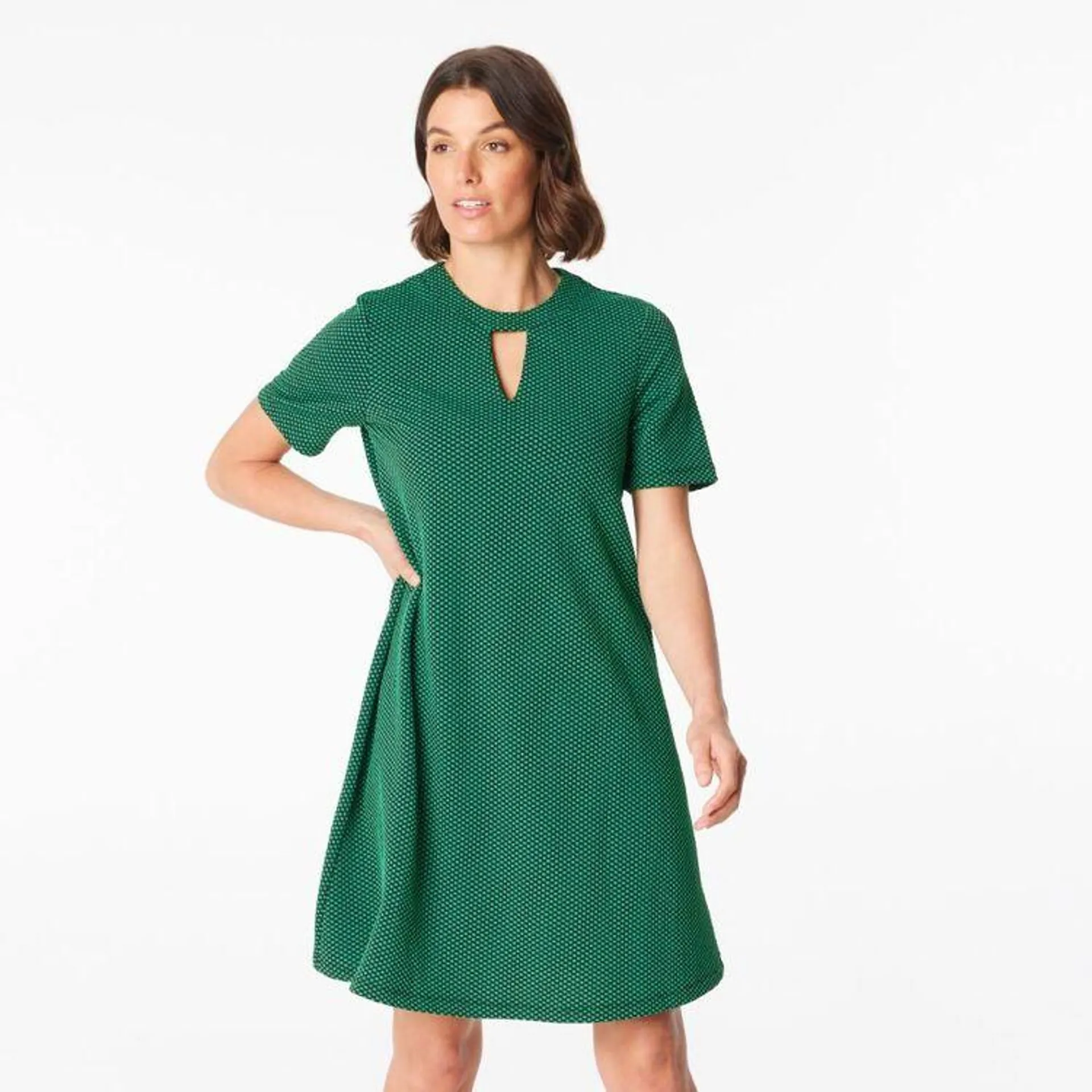 Jane Lamerton Women's Jacquard Spot Tunic Dress Emerald