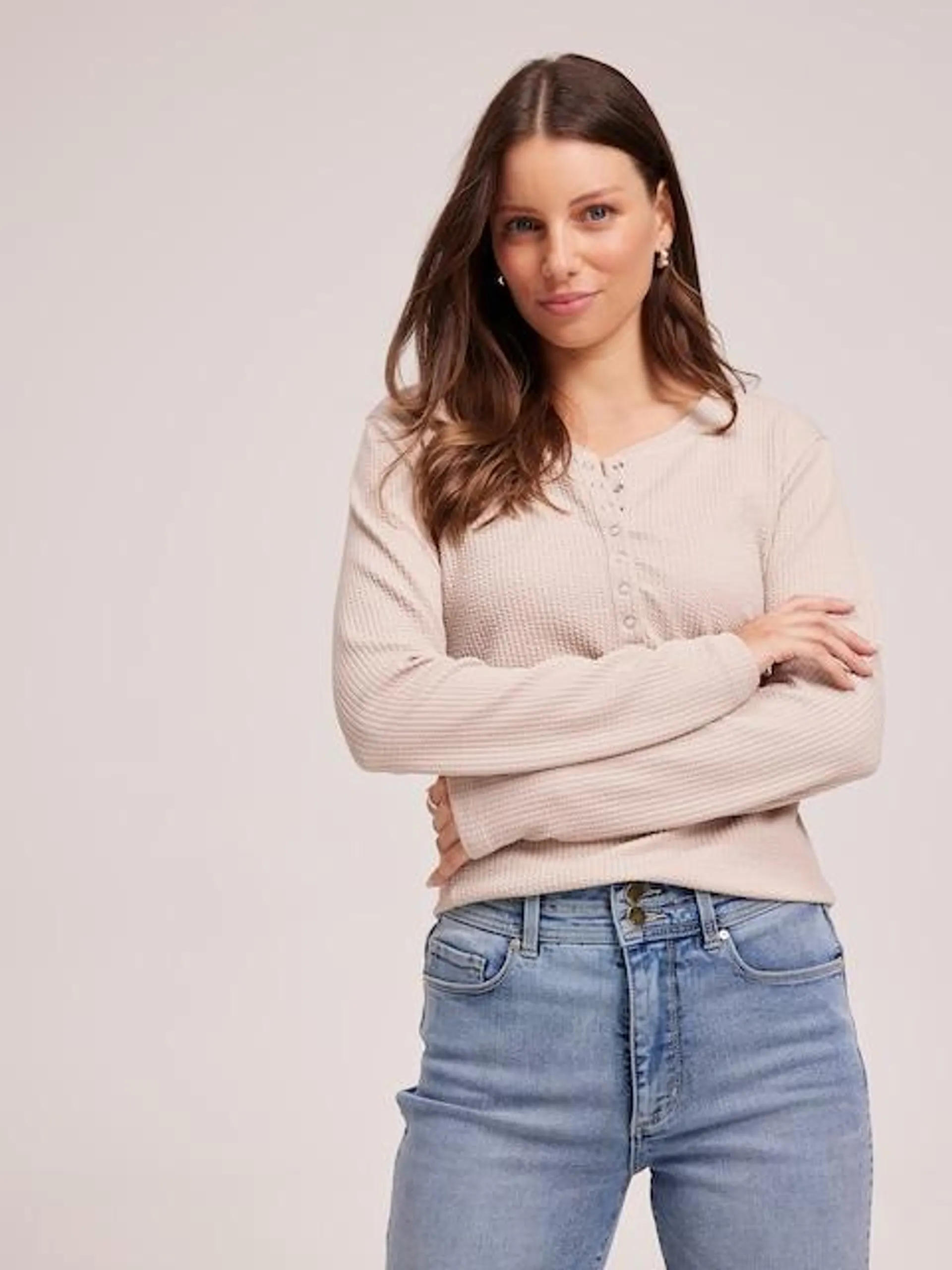 Just Jeans Hailey Long Sleeve Waffle Top