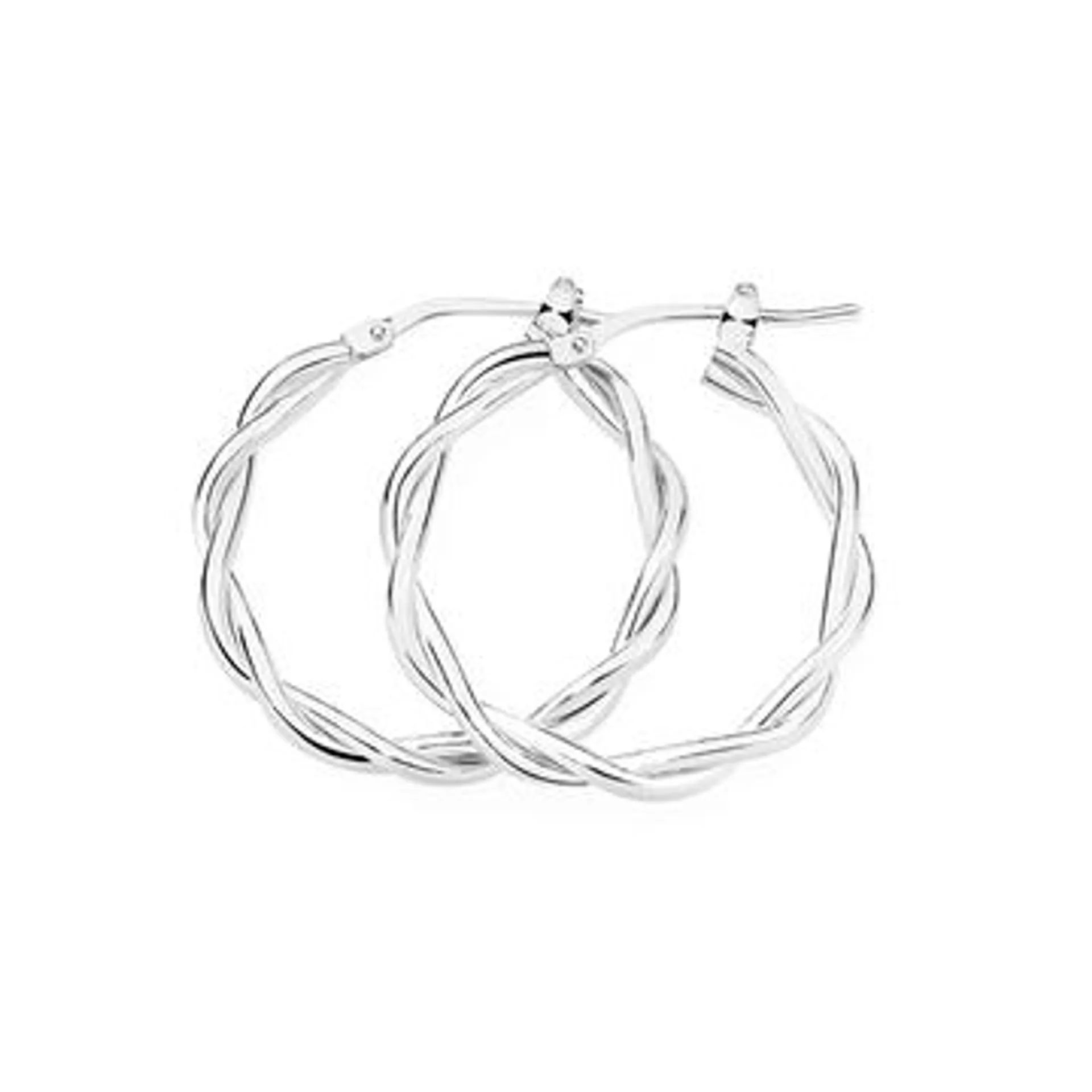 Silver 20mm Twist Hoop Earrings