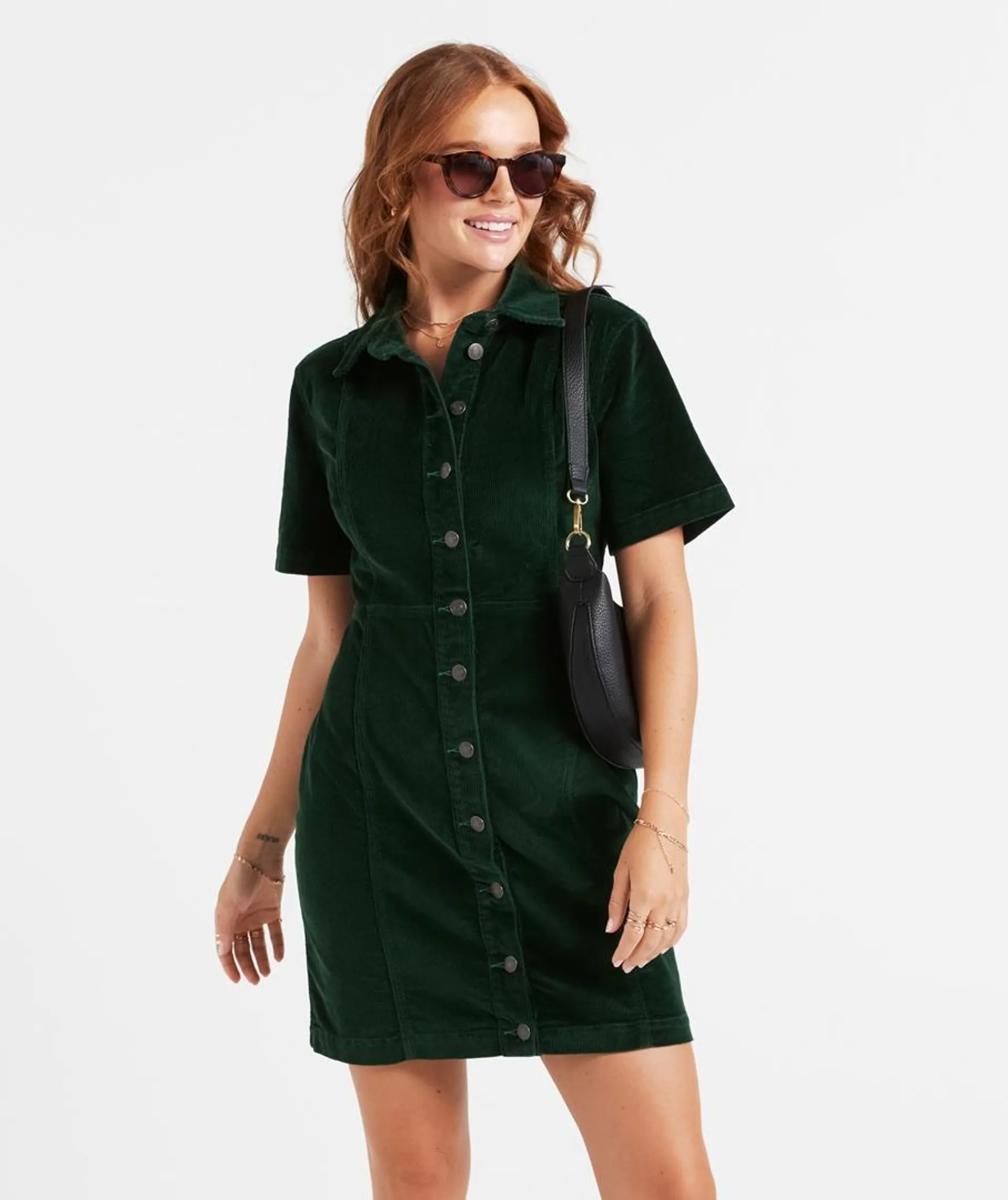 EVELYNEE CORD SHIRT MINI DRESS