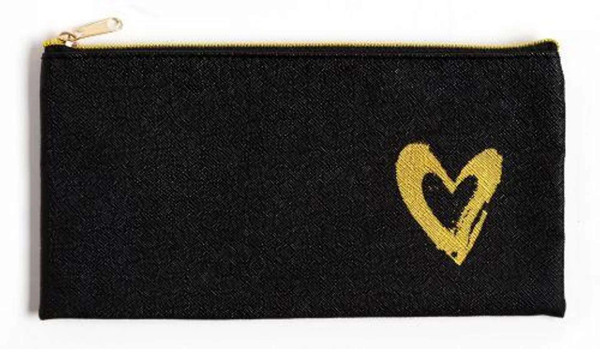 CHARMIES PENCIL CASE SMALL BLACK GOLD HEART