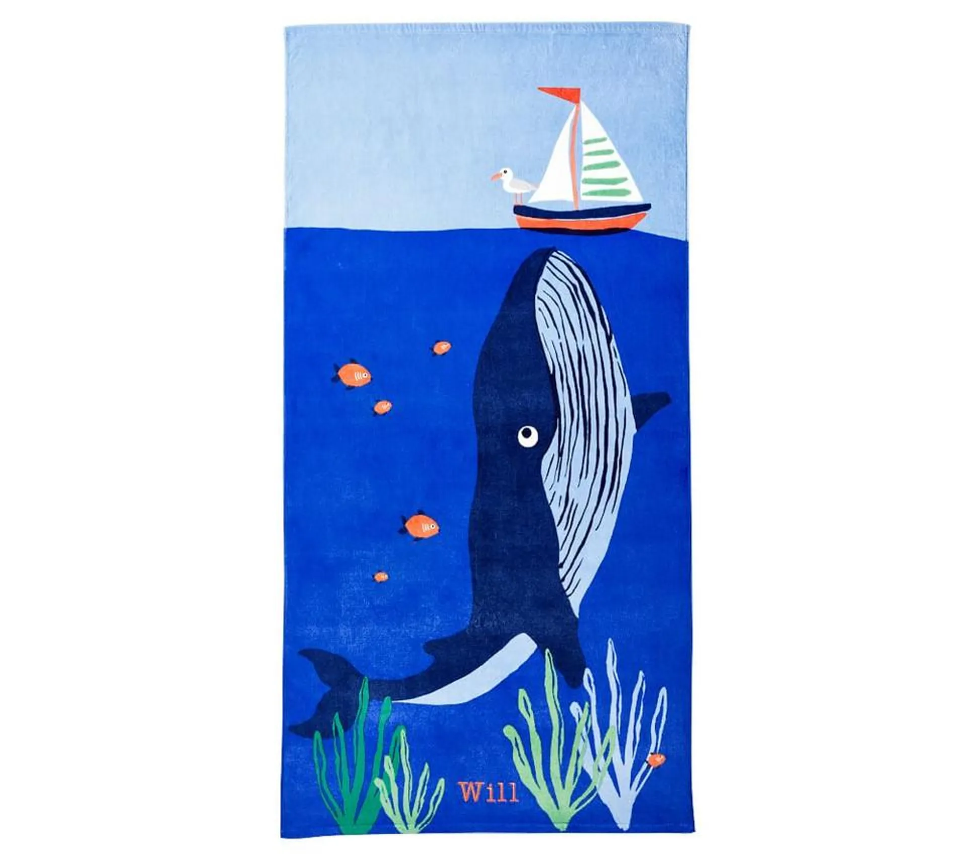 Whale Boat Kids Beach Towel