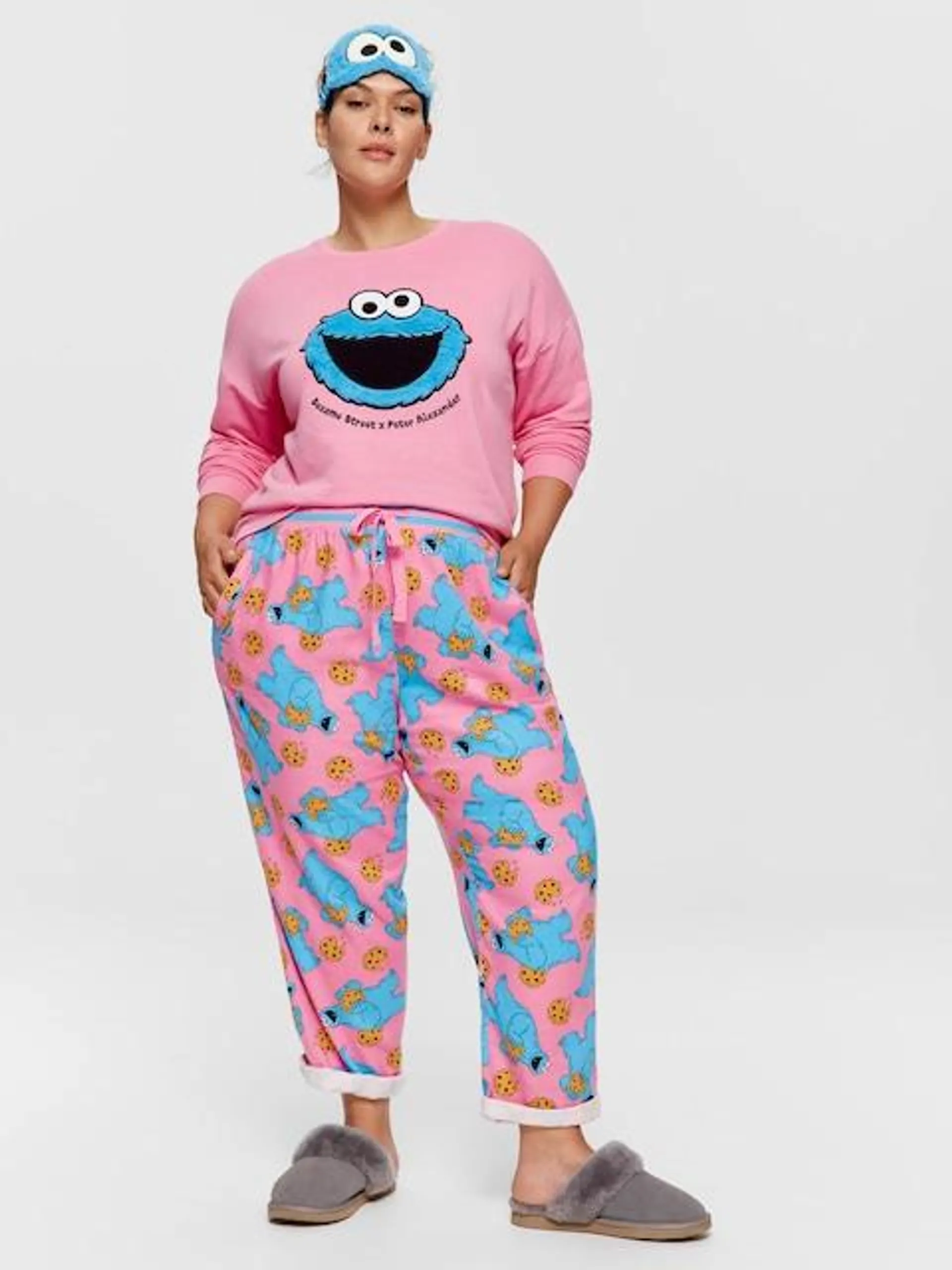 P.A. Plus Cookie Monster Roll Up Bamboo Flannelette Pj Pant