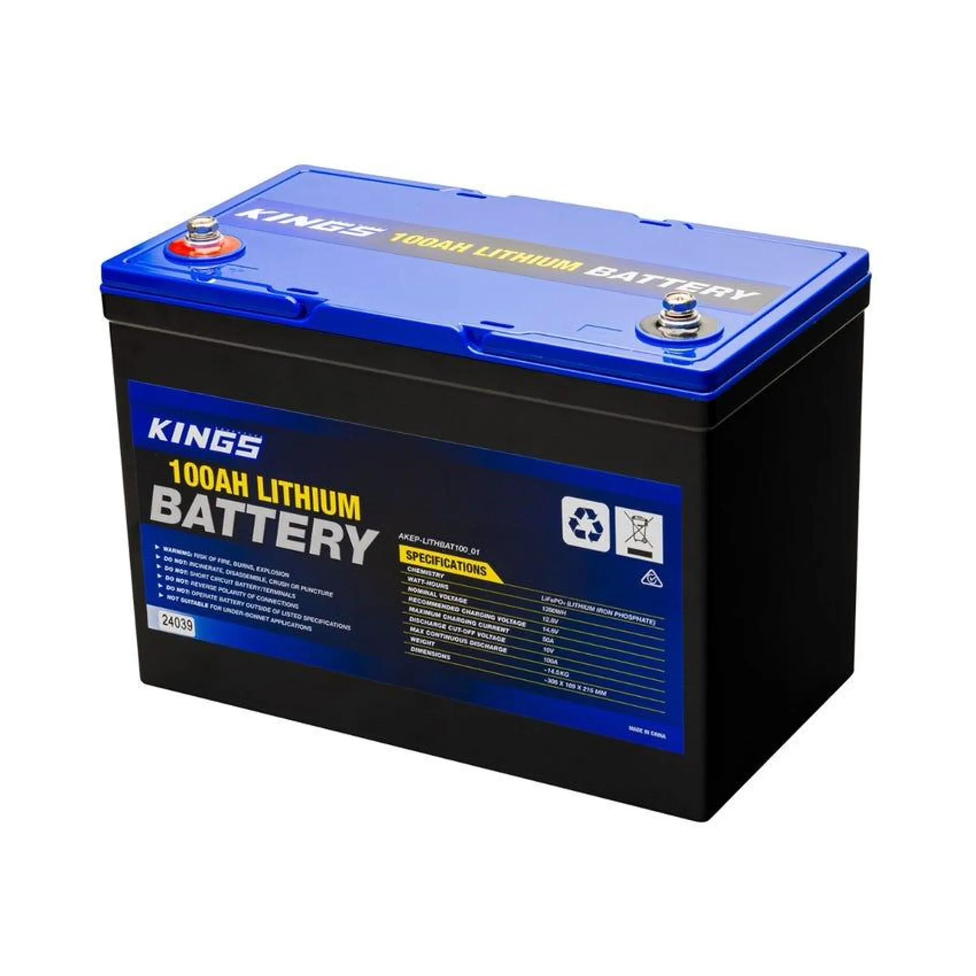 Kings 12V 100Ah Deep Cycle Lithium LiFePO4 Battery | Quality integrated BMS | 2000+ Cycles | Long Life