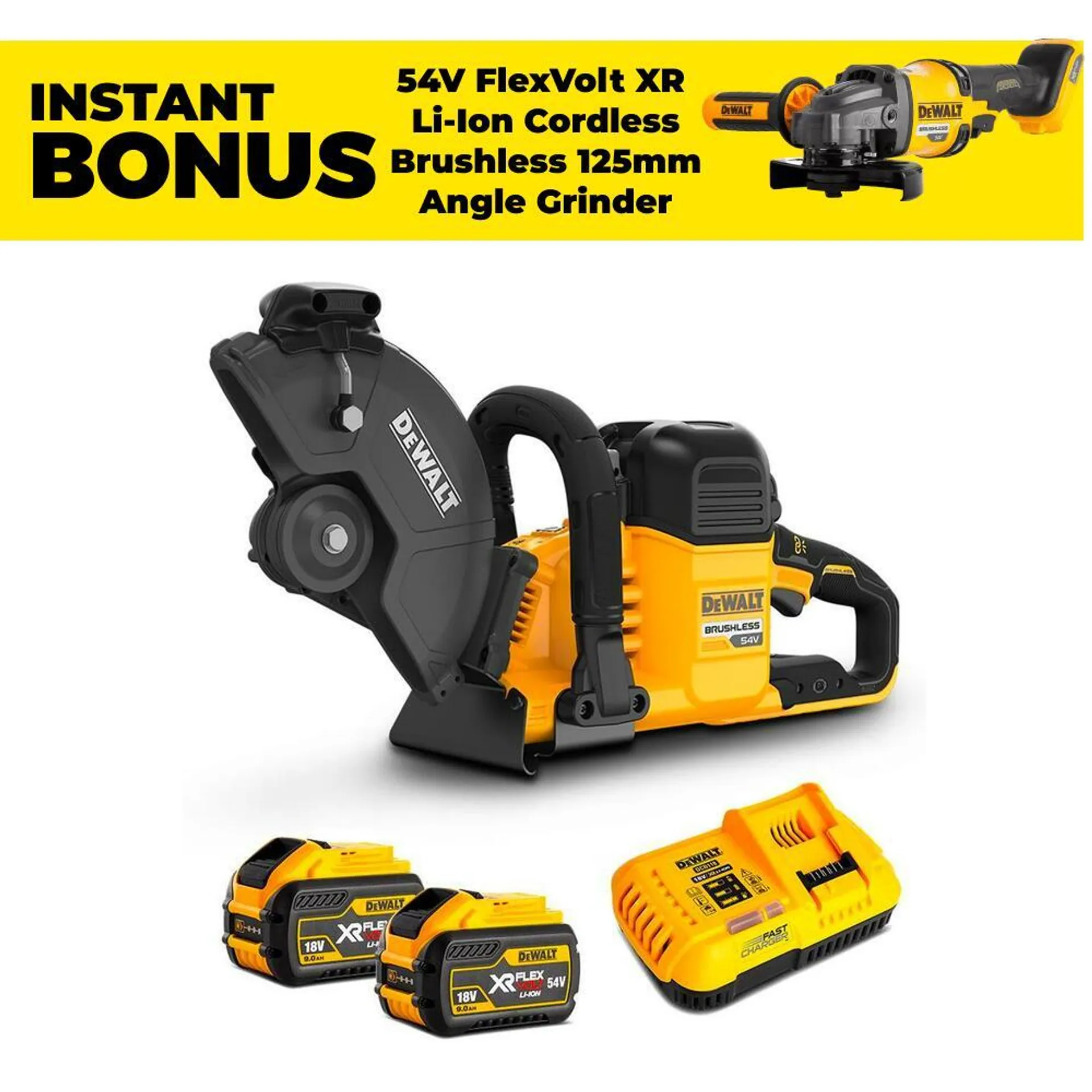 DeWalt DCS691X2-XE 54V 9.0Ah FlexVolt XR Li-ion Cordless Brushless 230mm (9") Cut-Off Concrete Saw Combo Kit