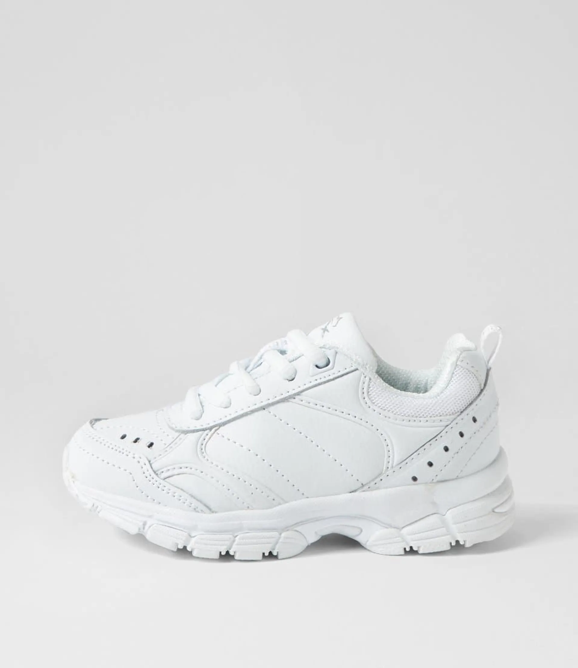 erupt jnr slim lace white leather sneakers