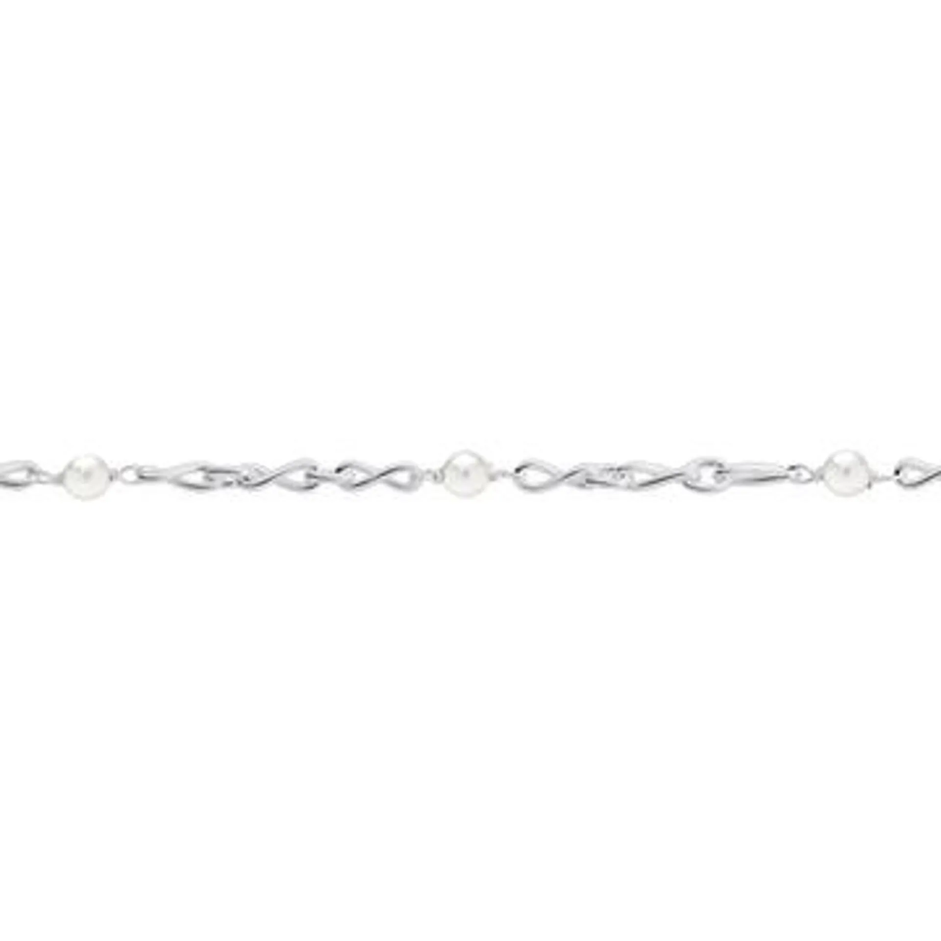 Silver Synthetic Pearl and Infinity 20cm Link Bracelet