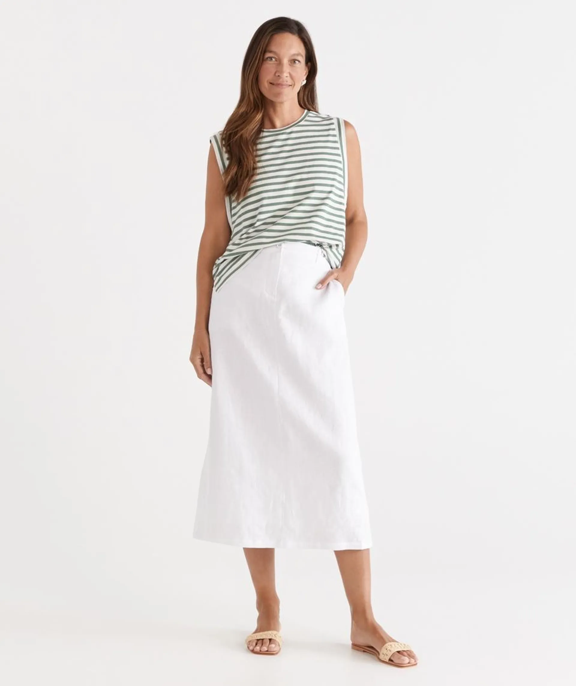 LINEN COLUMN SKIRT