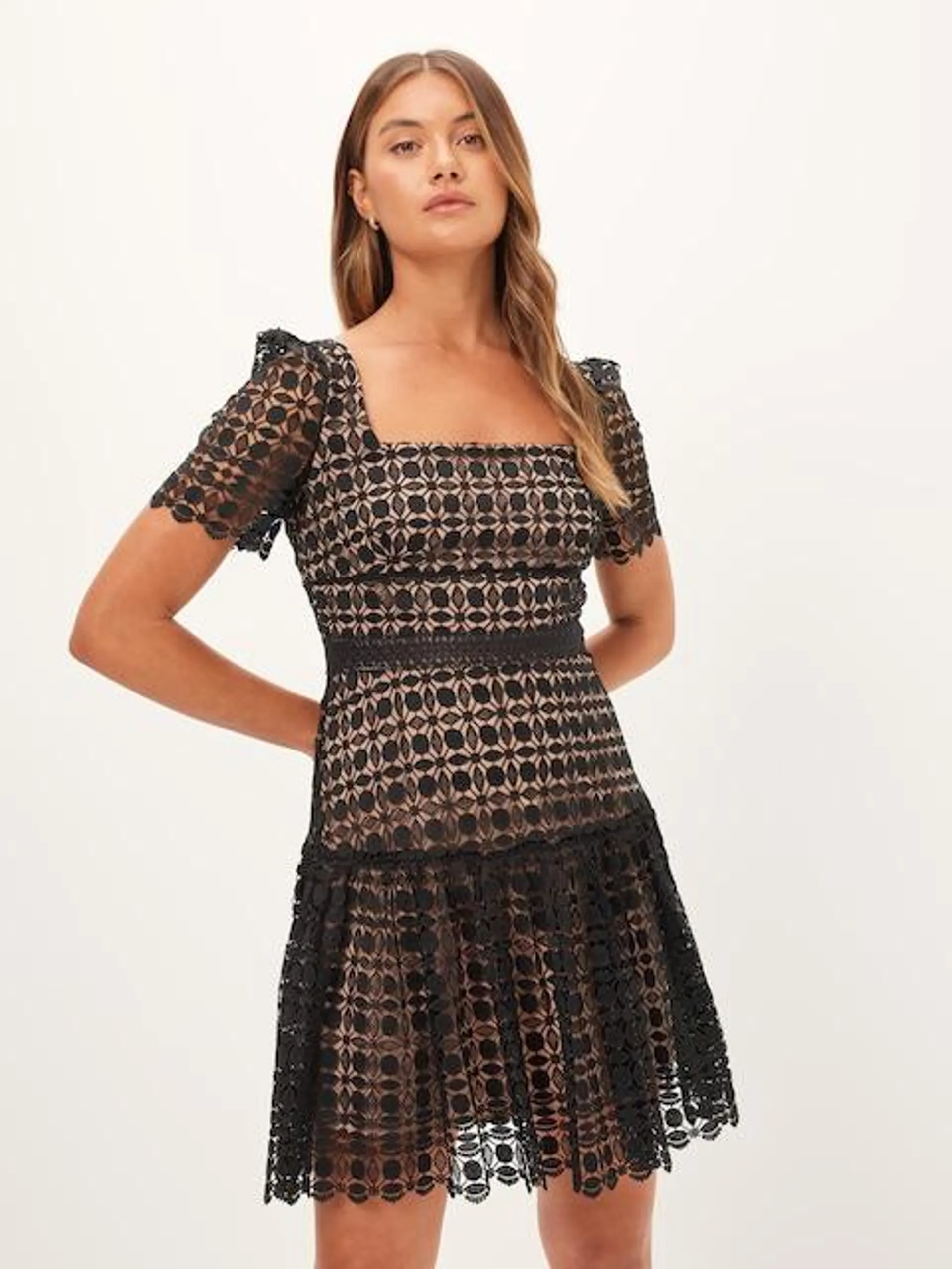 Milly Lace Short Flared Dress