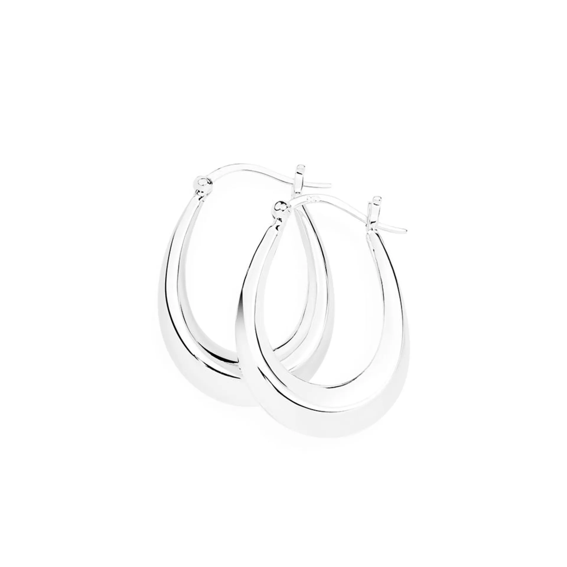 Silver Tapered Creole Hoop Earrings