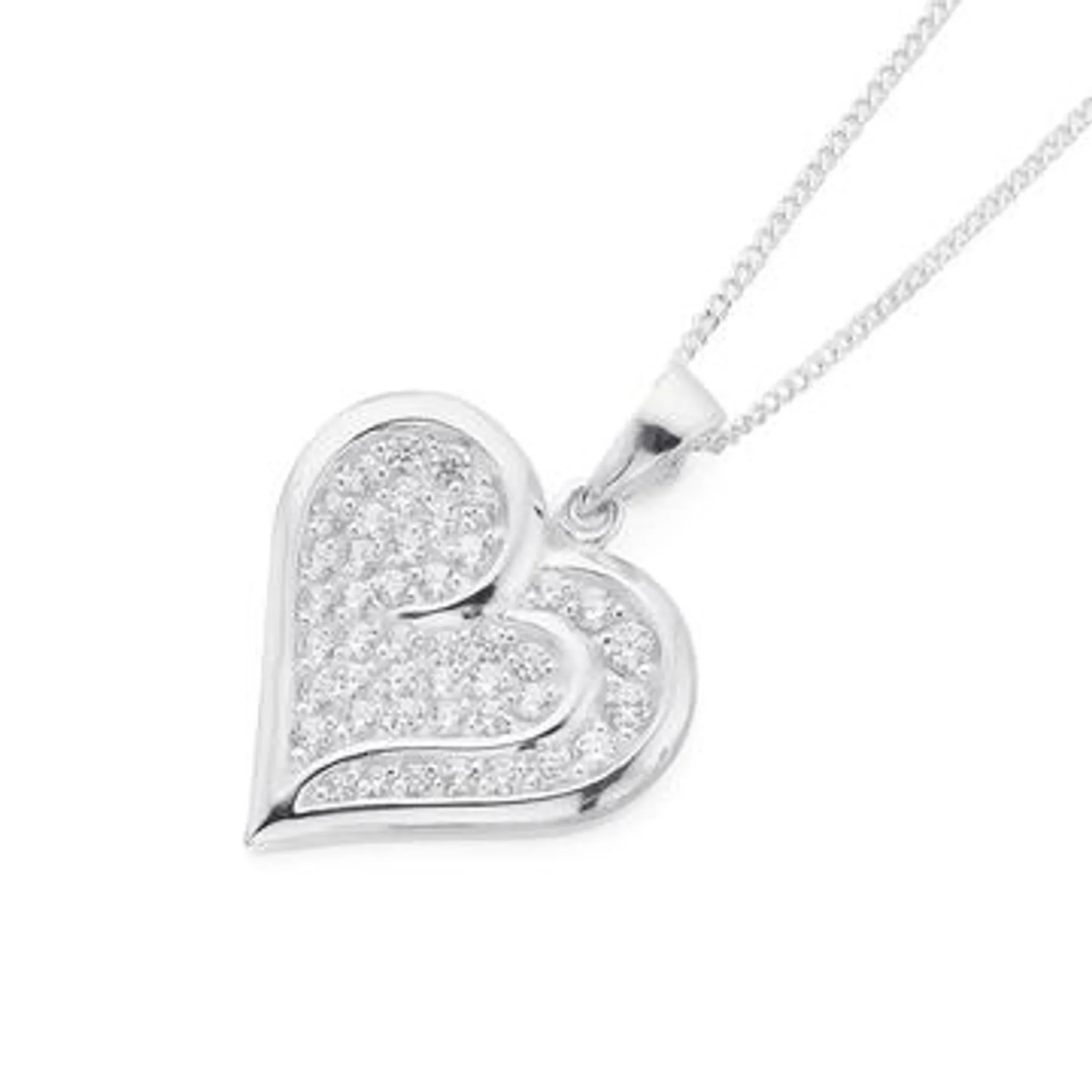 Silver CZ Heart of Love Pendant