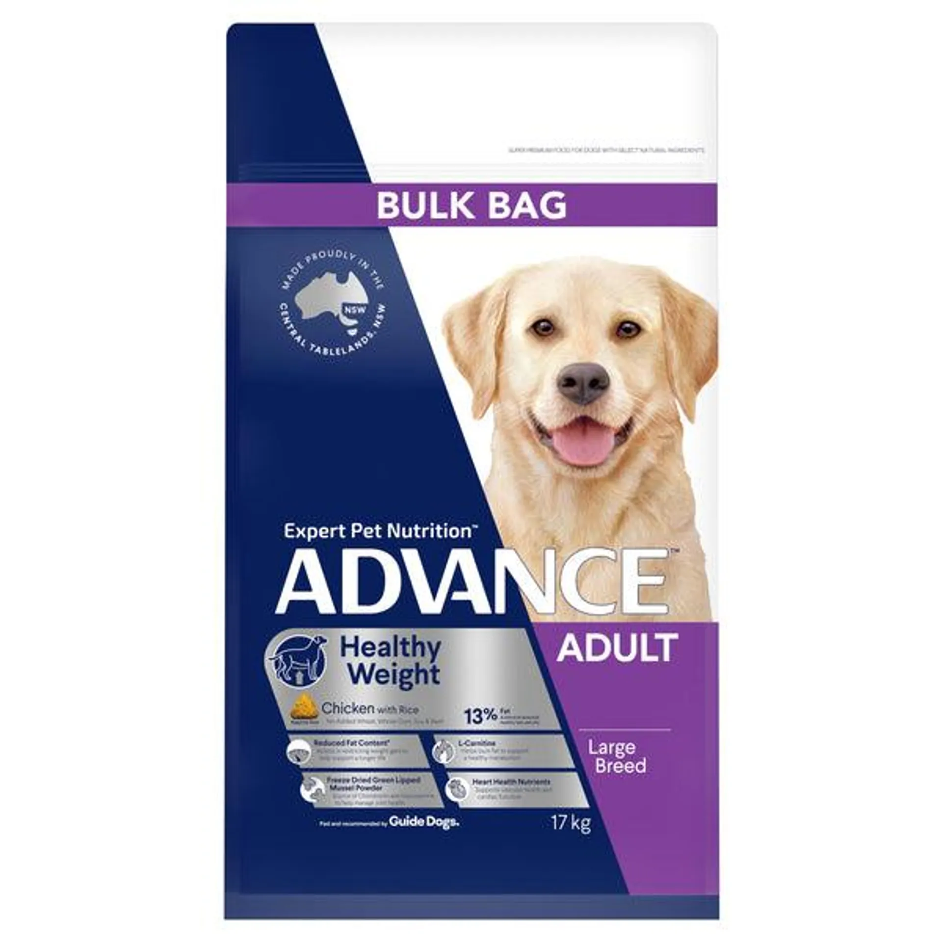 ADVANCE - Healthy Weight Adult Large Breed Chicken with Rice Dog Dry Food (17kg)