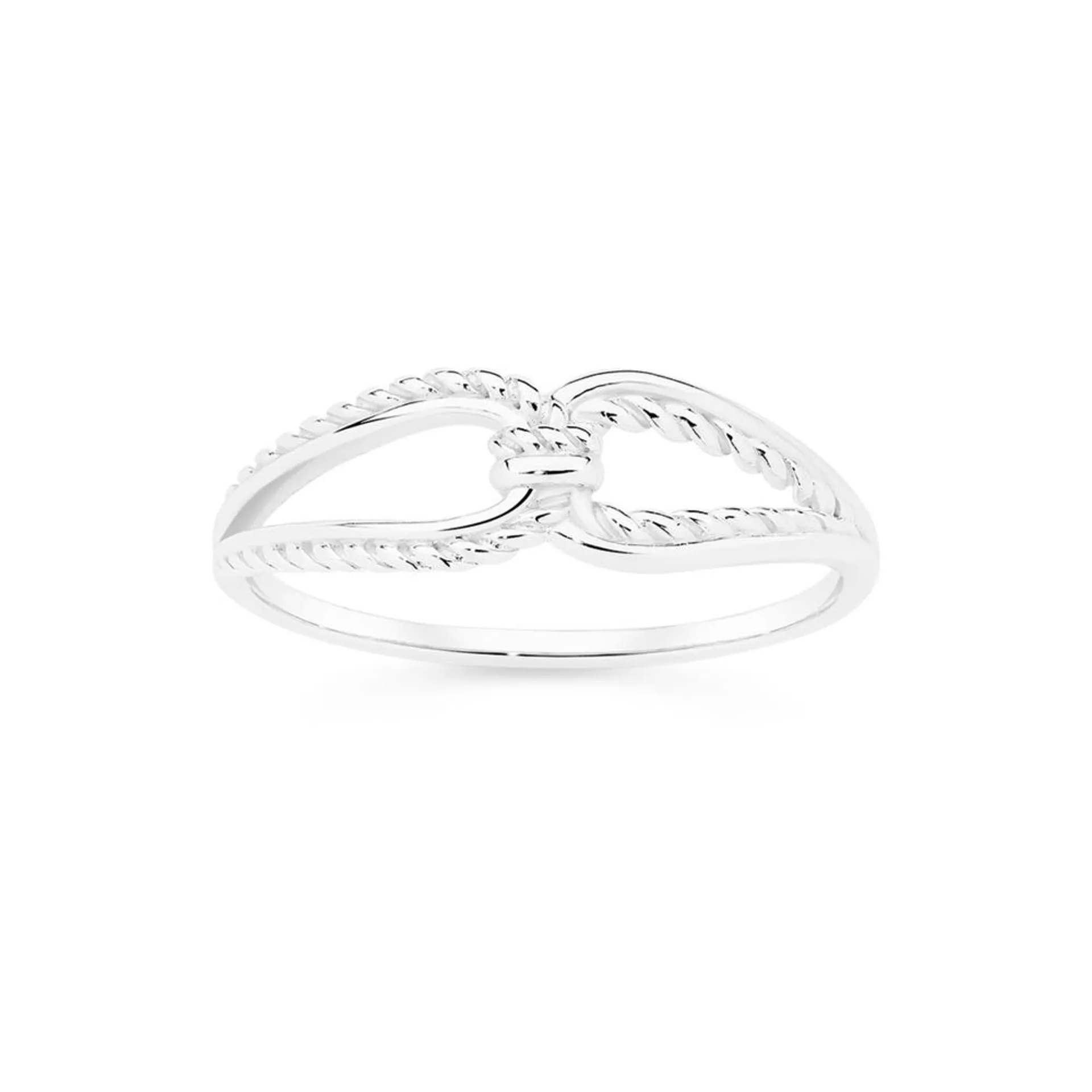 Silver Open Rope Linked Loop Dress Ring