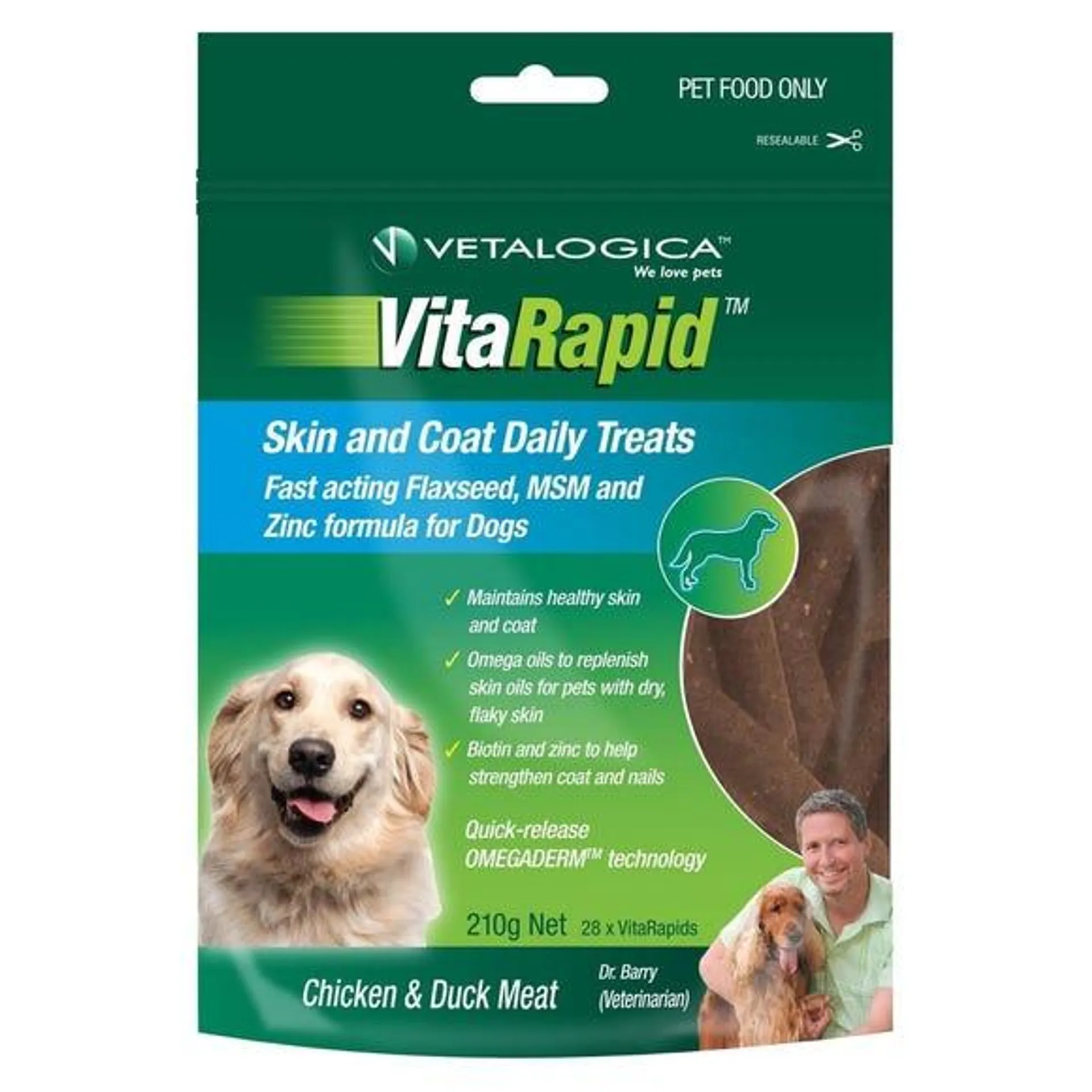 VITARAPID Dog Treats Skin & Coat 210g