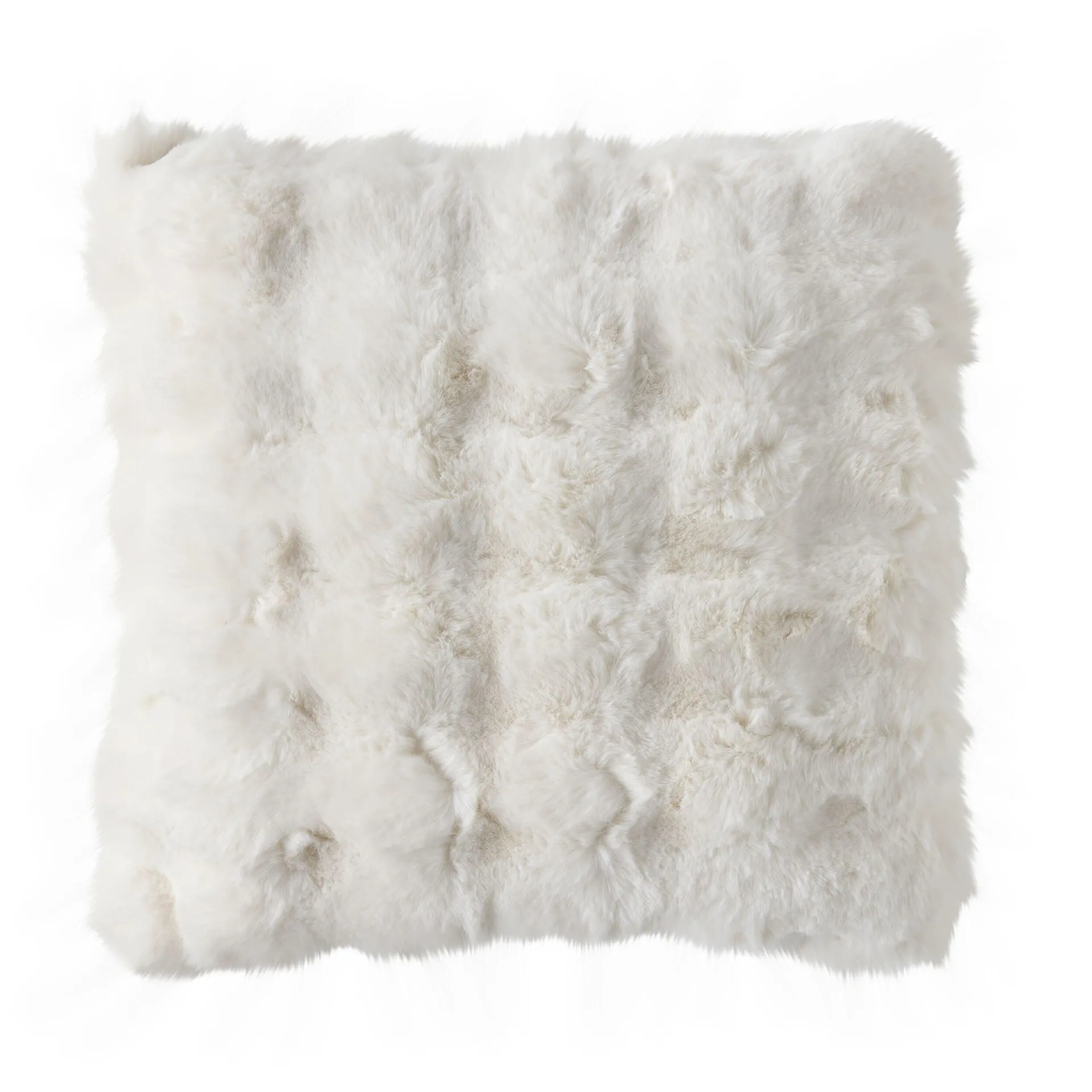 Luxe Bobble Faux Fur Cushion Off White 45x45cm