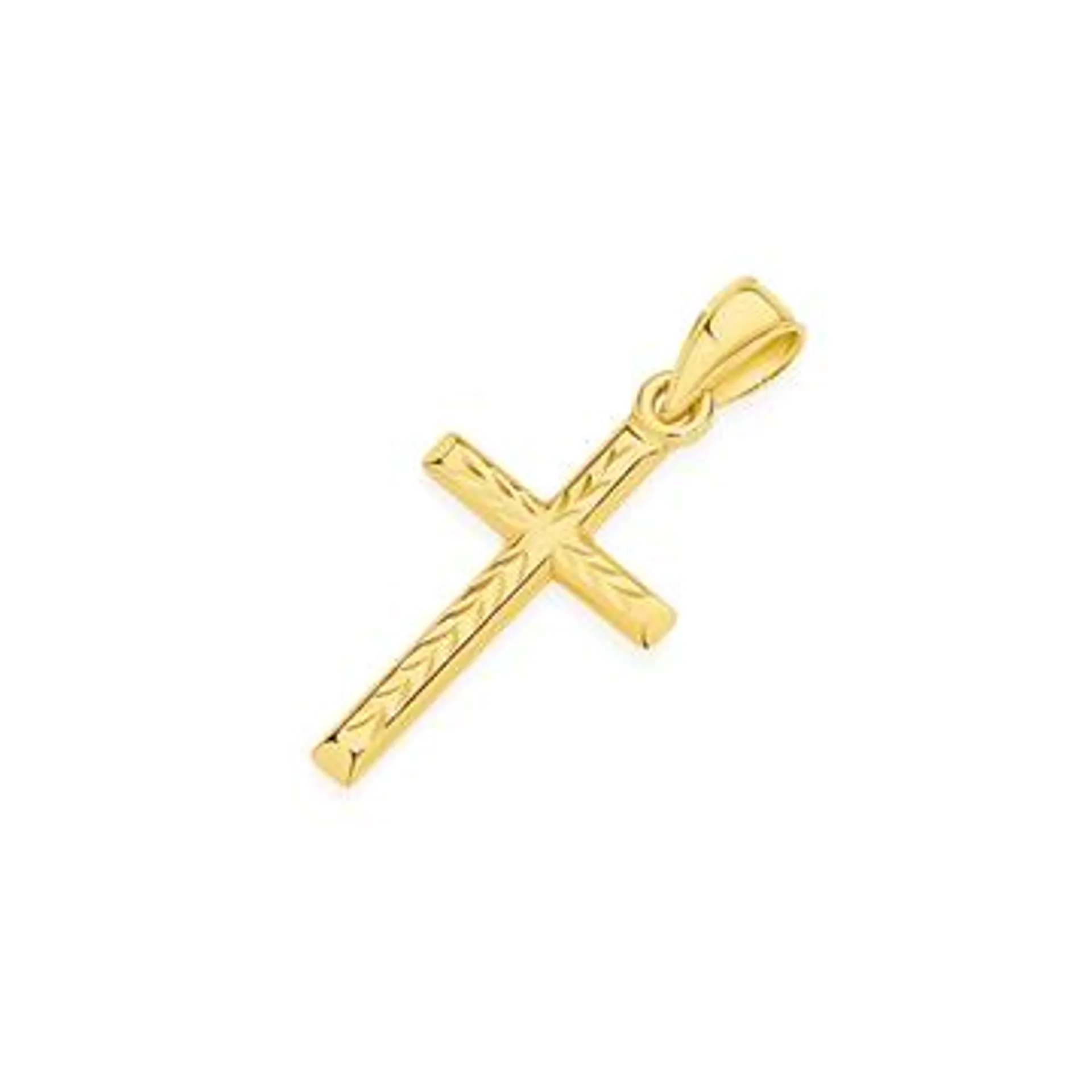 9ct Gold Diamond Cut Cross Pendant