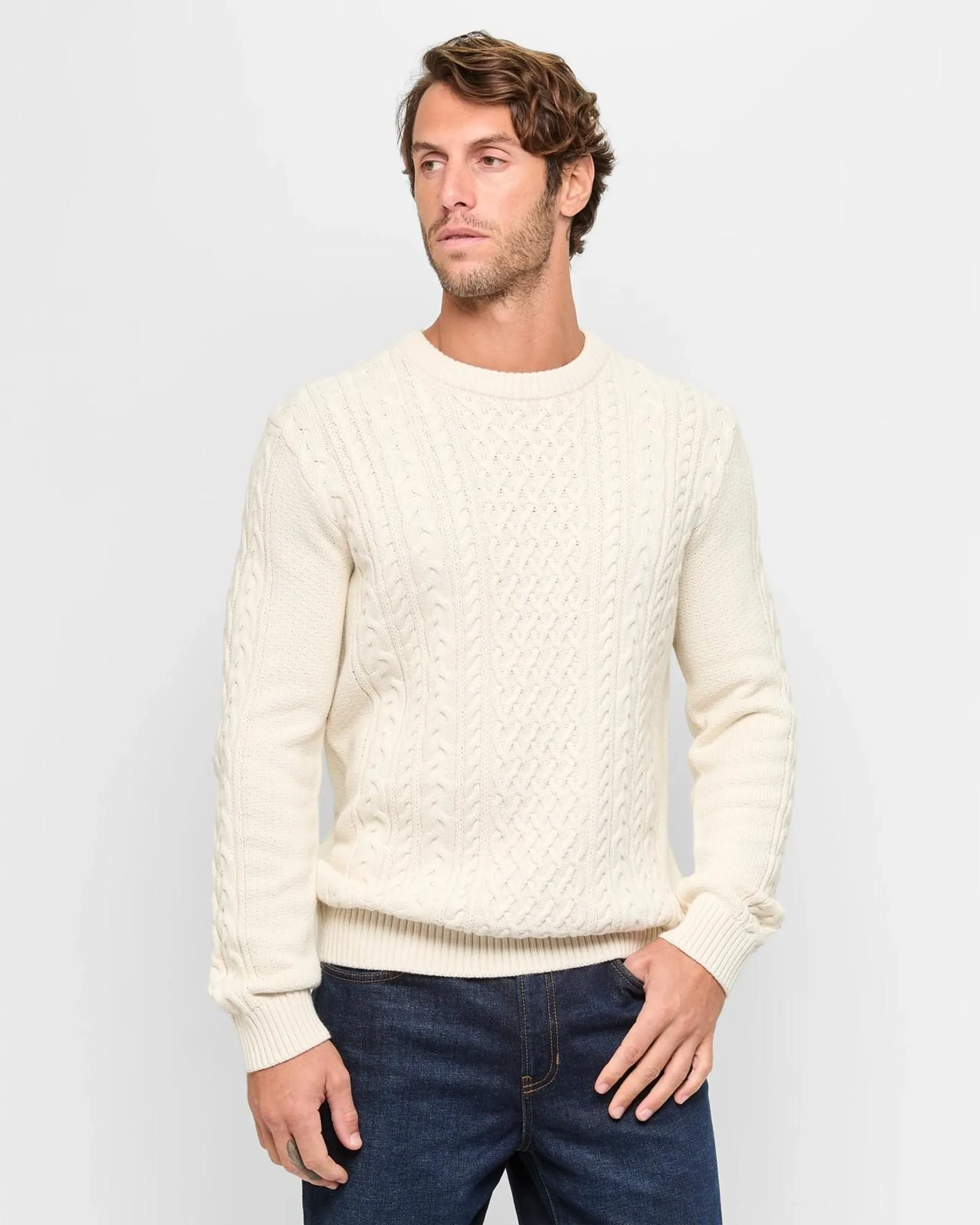 Australian Cotton Cable Knit Jumper - Birch