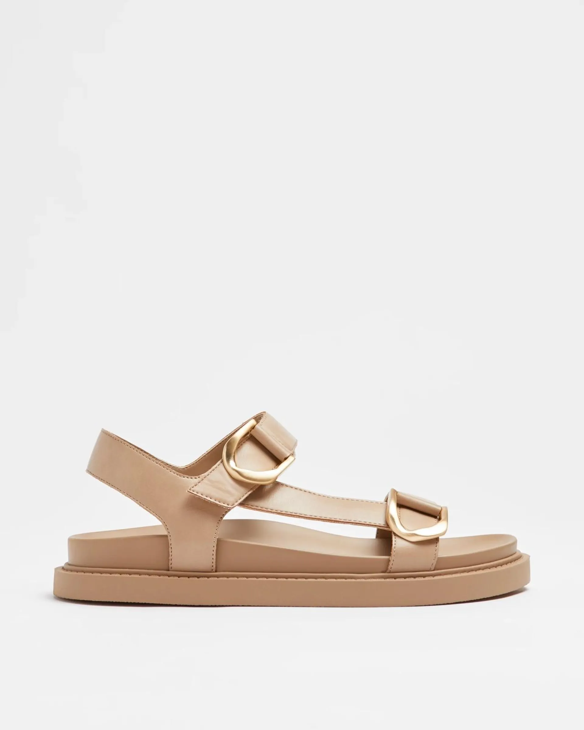 Womens Chunky Buckle Moulded Slide - Maxine - Tan