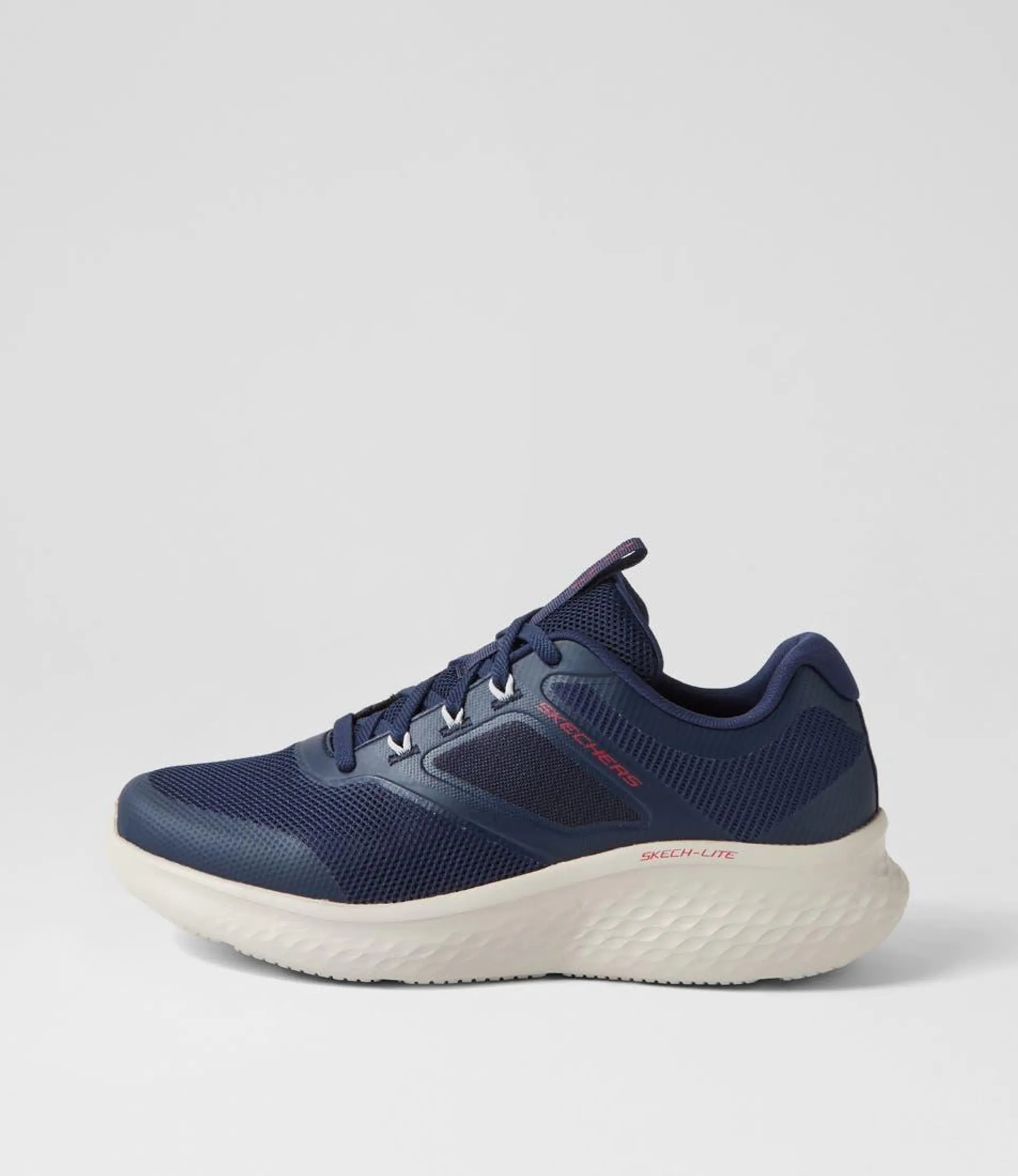 skech navy red mesh sneakers