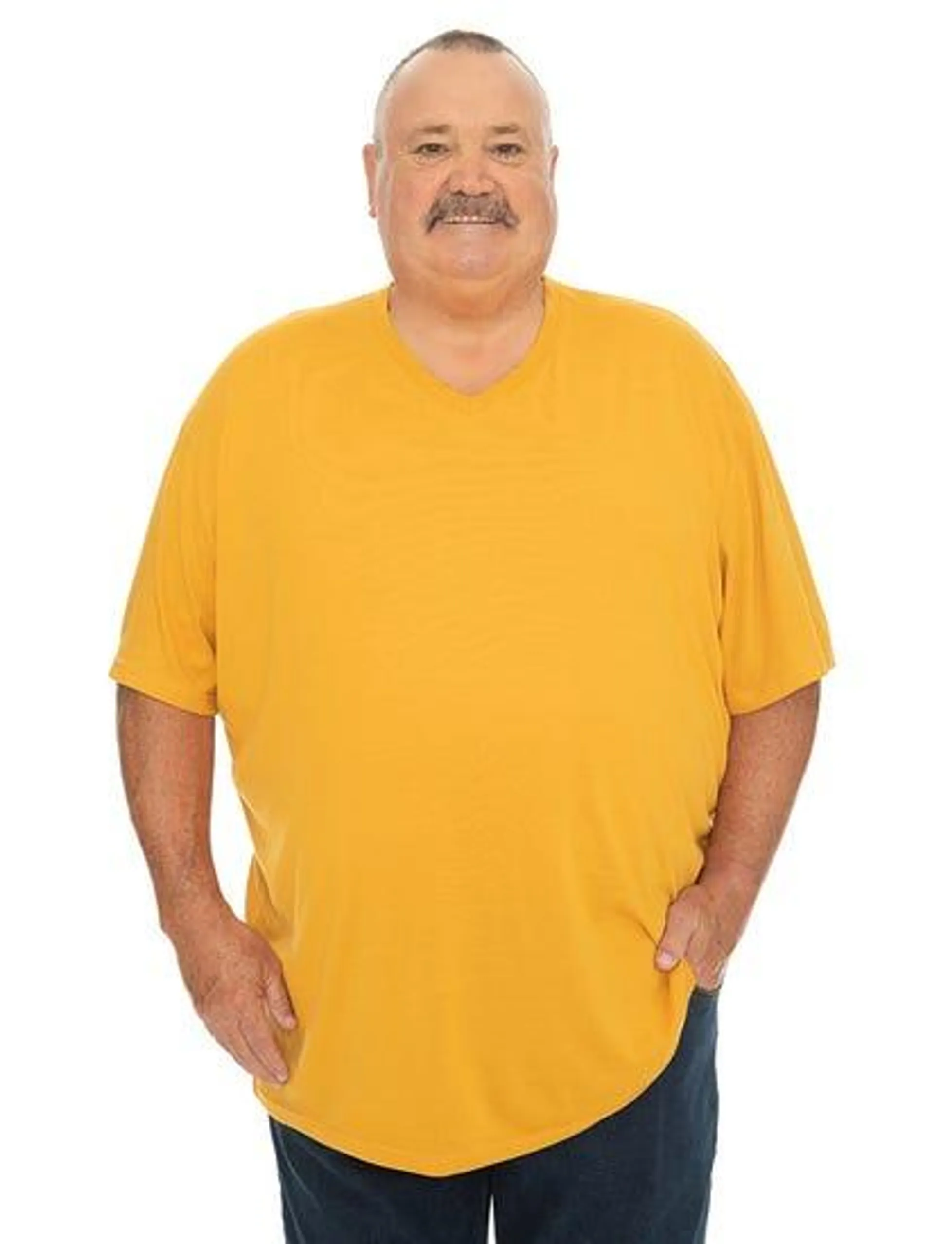 Big Mens Plain V Neck Tee Mustard