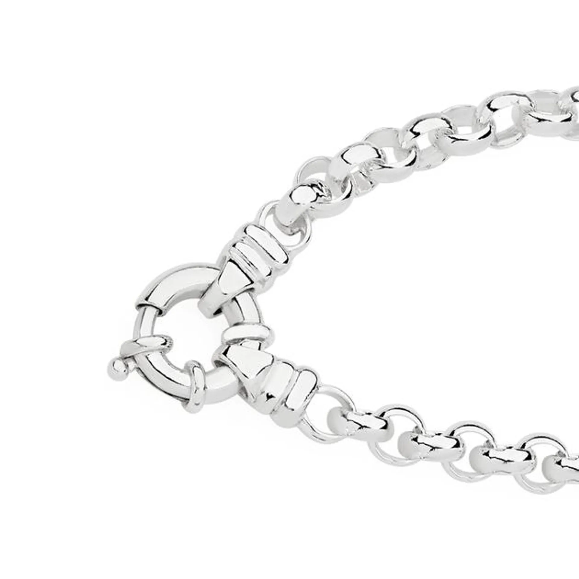 Sterling Silver 19cm Belcher Bolt Ring Bracelet