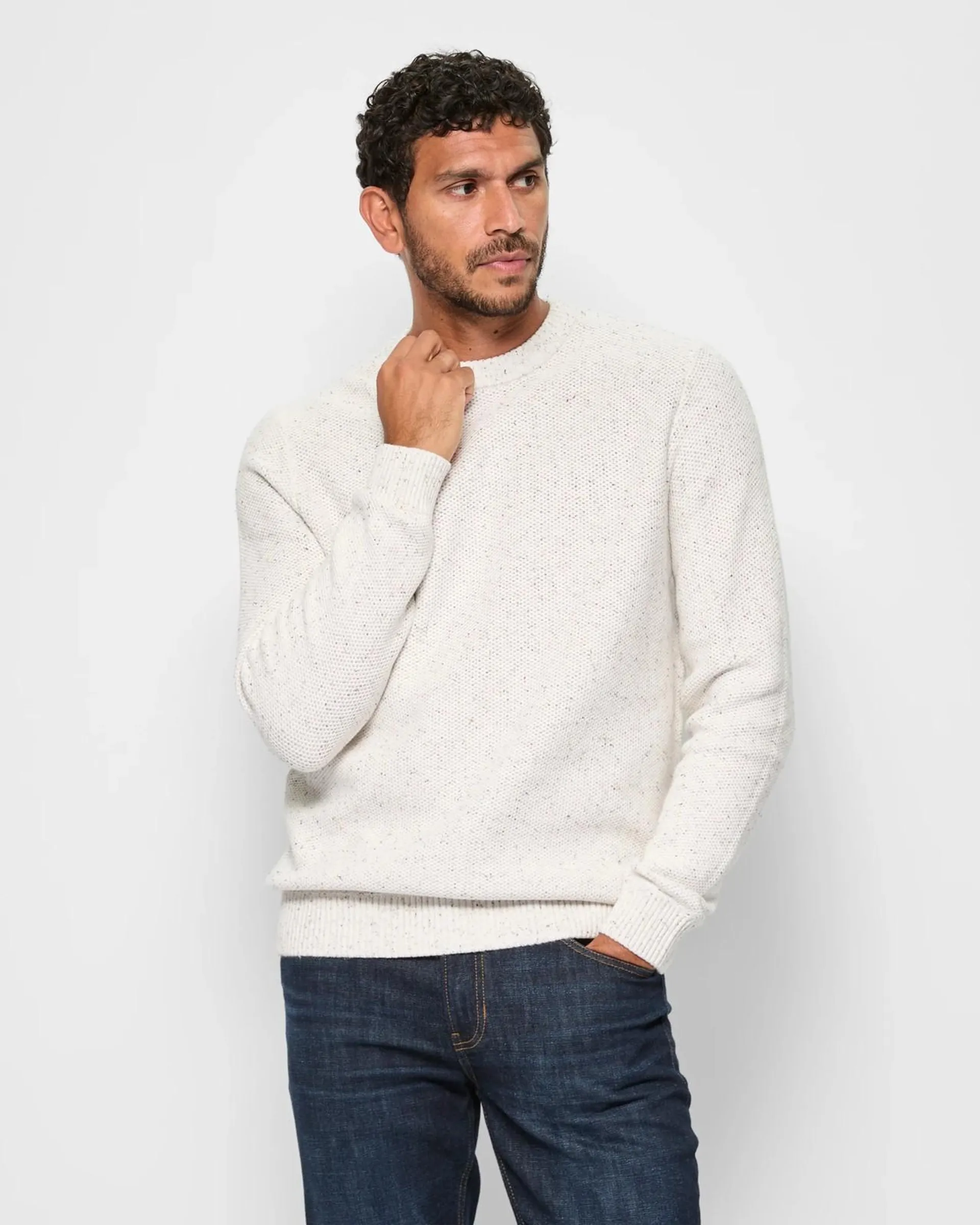 Australian Cotton Honeycomb Knit Jumper - Oat