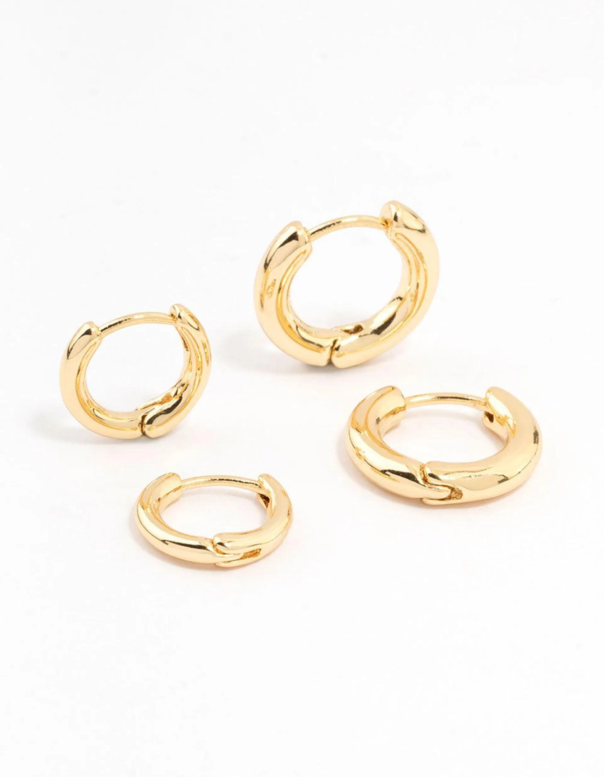 Gold Plated Thin Small Huggie Earrings 2-Pack