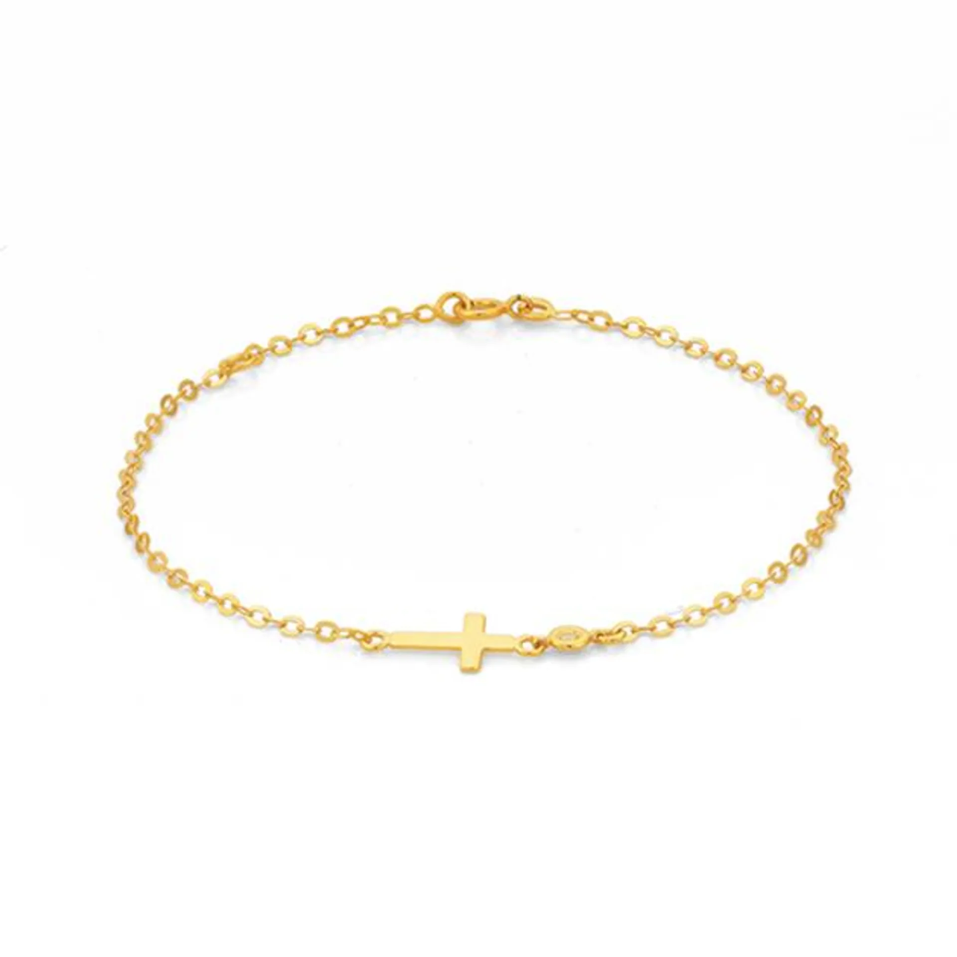 9ct Diamond Set Cross Trace Bracelet