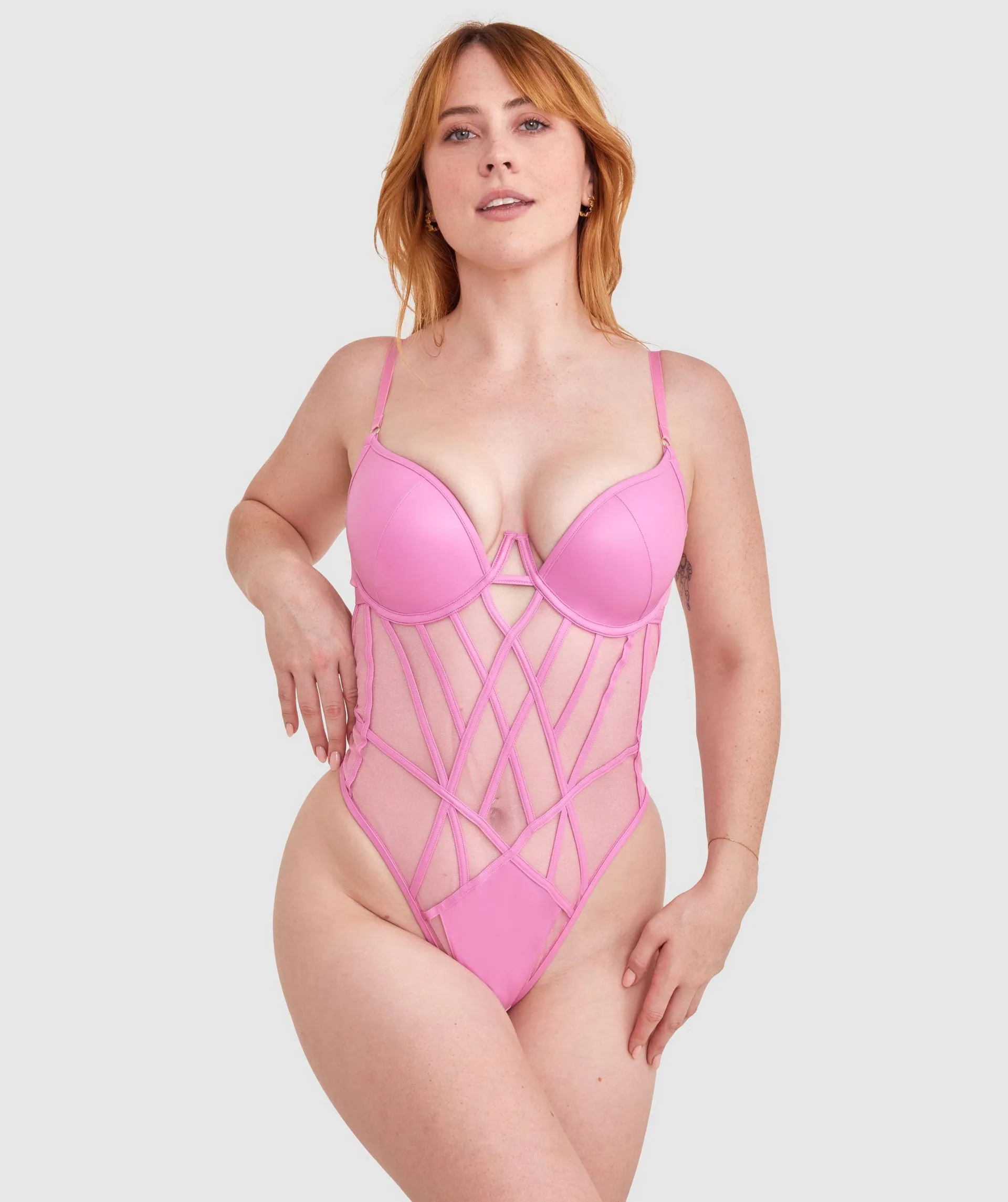 Night Games Simply Sexy Push Up Bodysuit - Pink