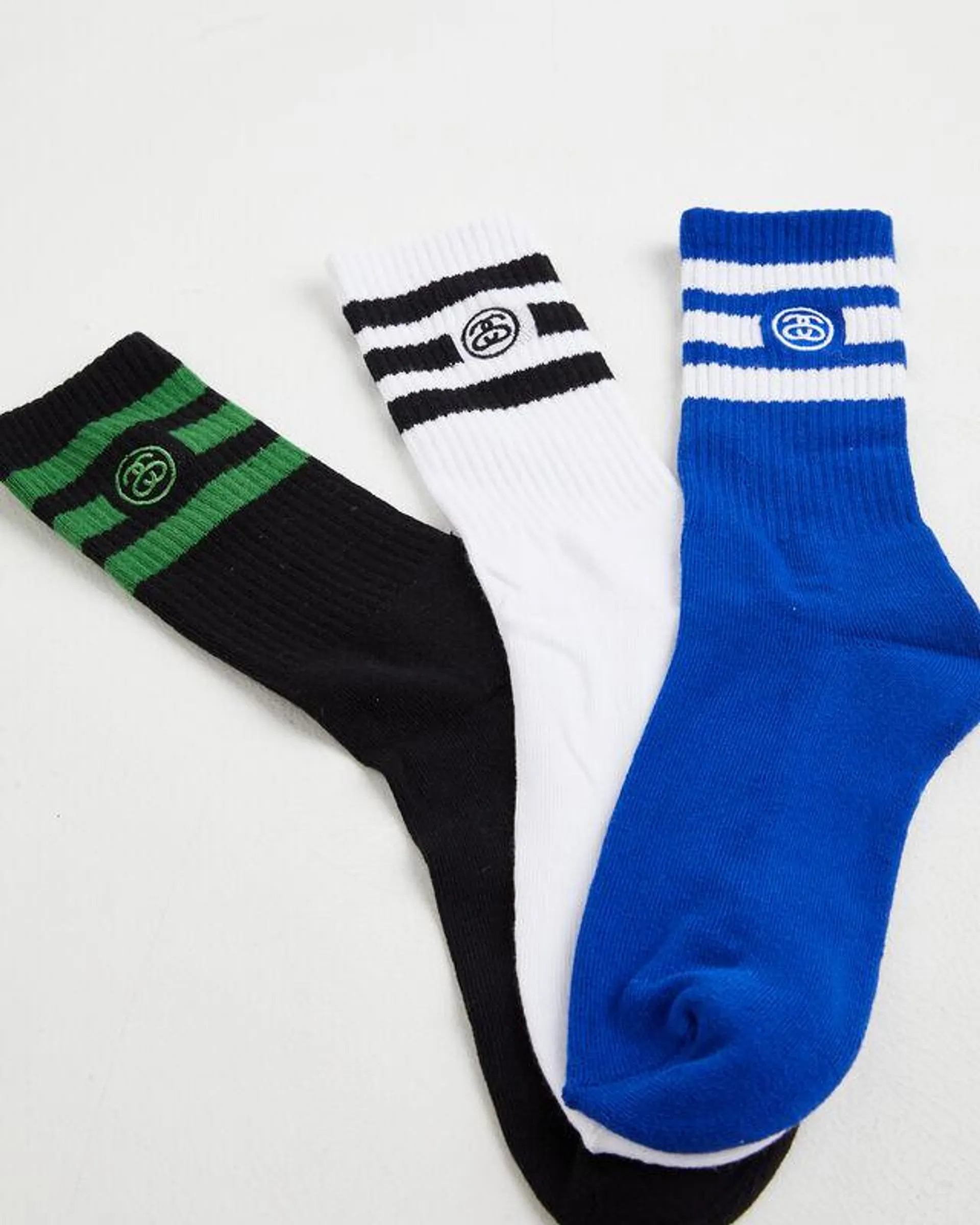 SS Link Stripe Socks 3 Pack in Assorted