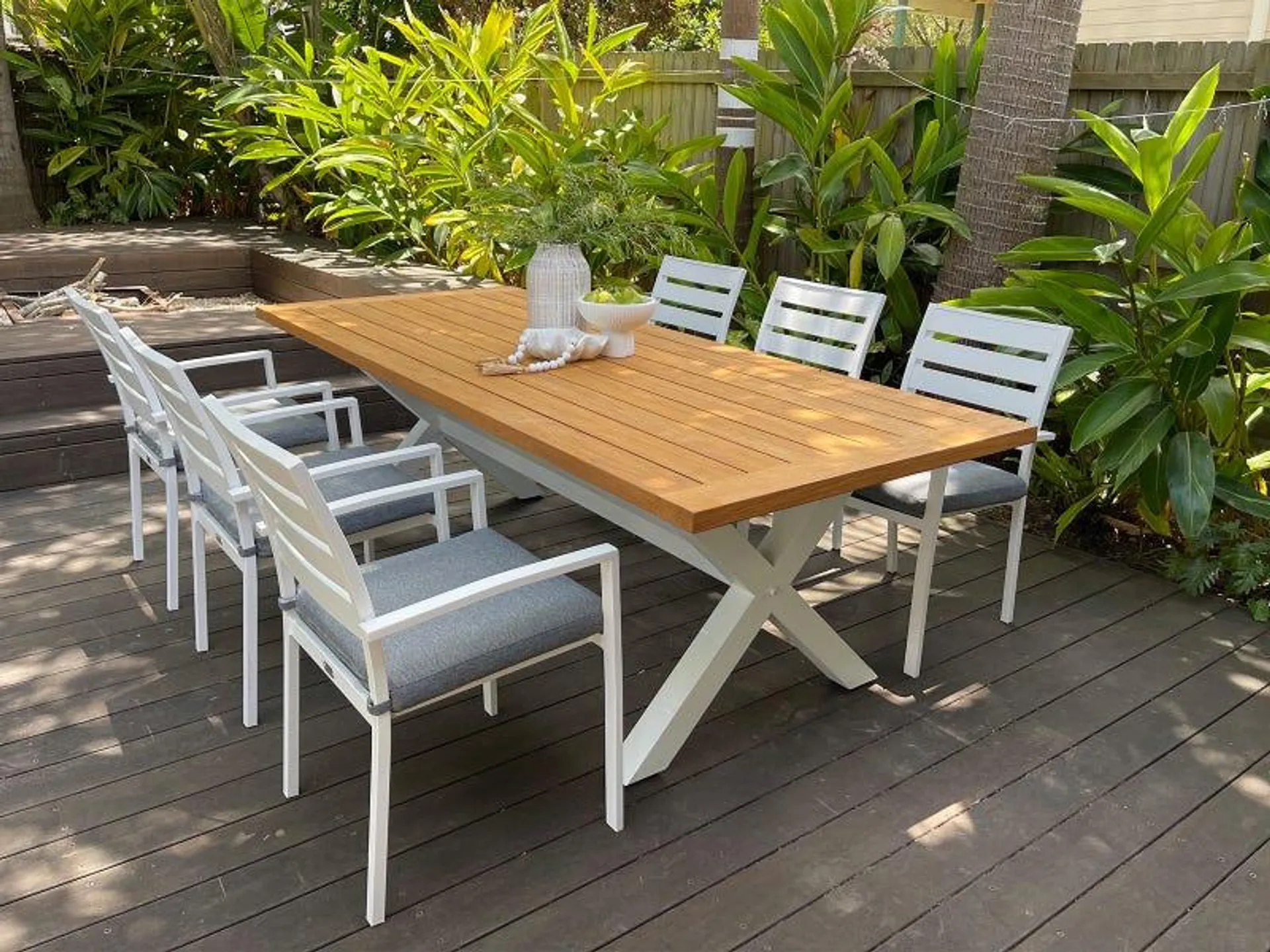 Lyon Table with Twain Chairs 7pc Outdoor Dining Setting