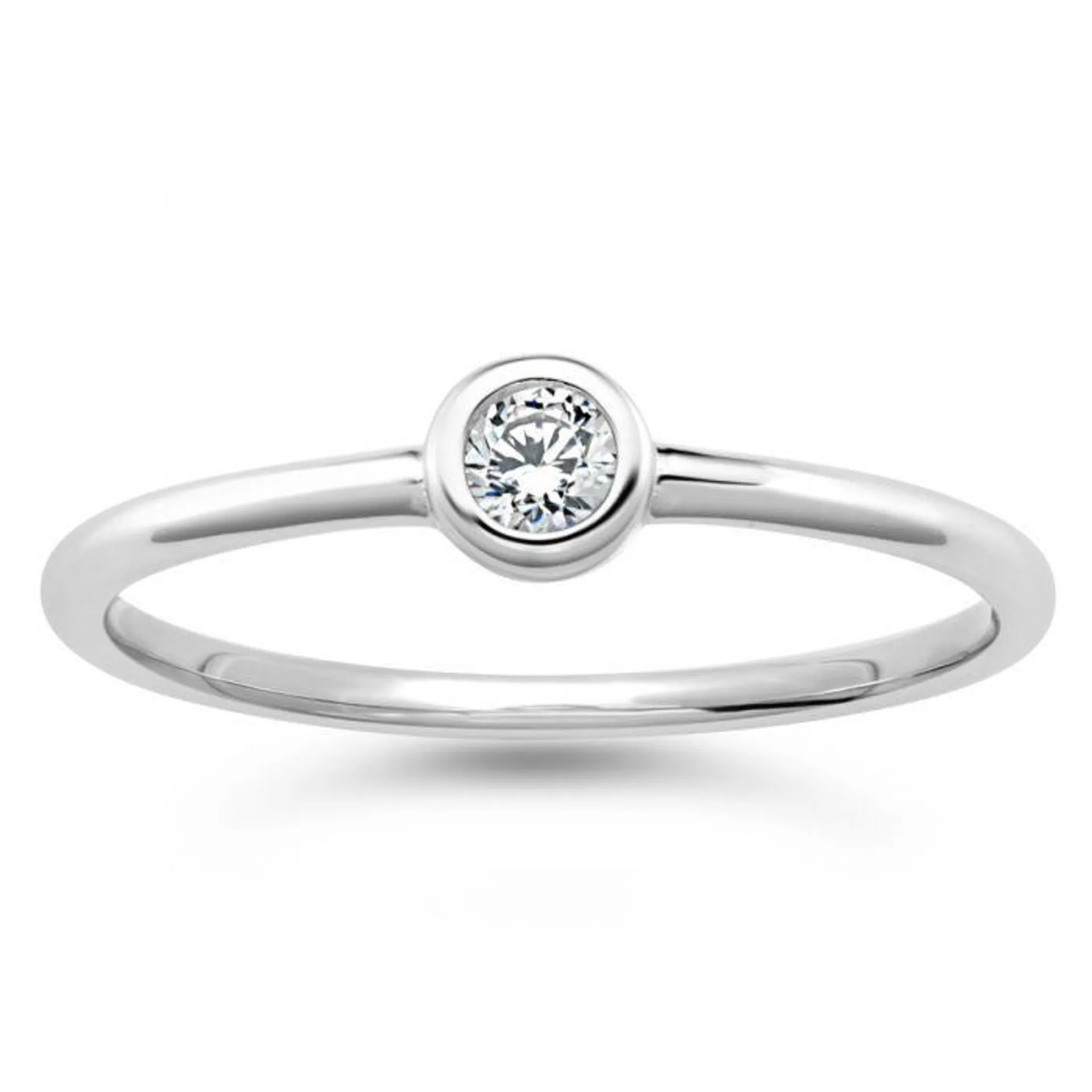 Sterling Silver Zirconia Bezel Solitaire Ring