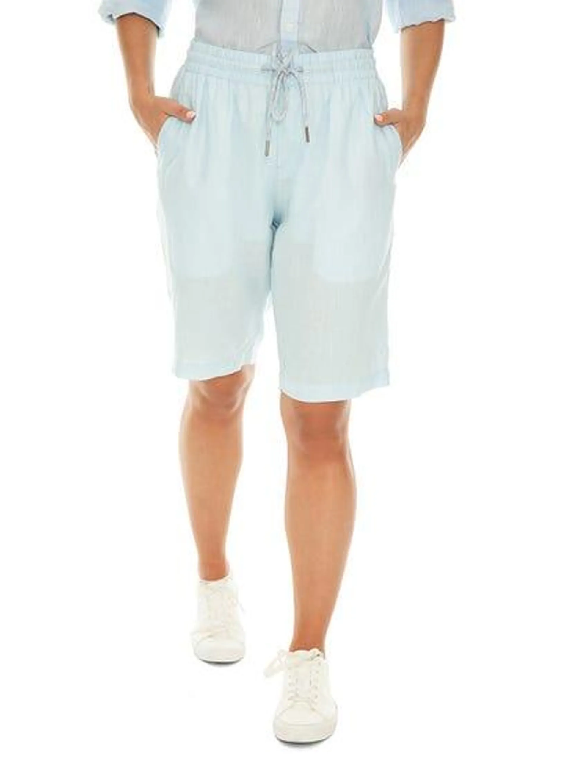 Riley Adams Blue Linen Shorts Unisex