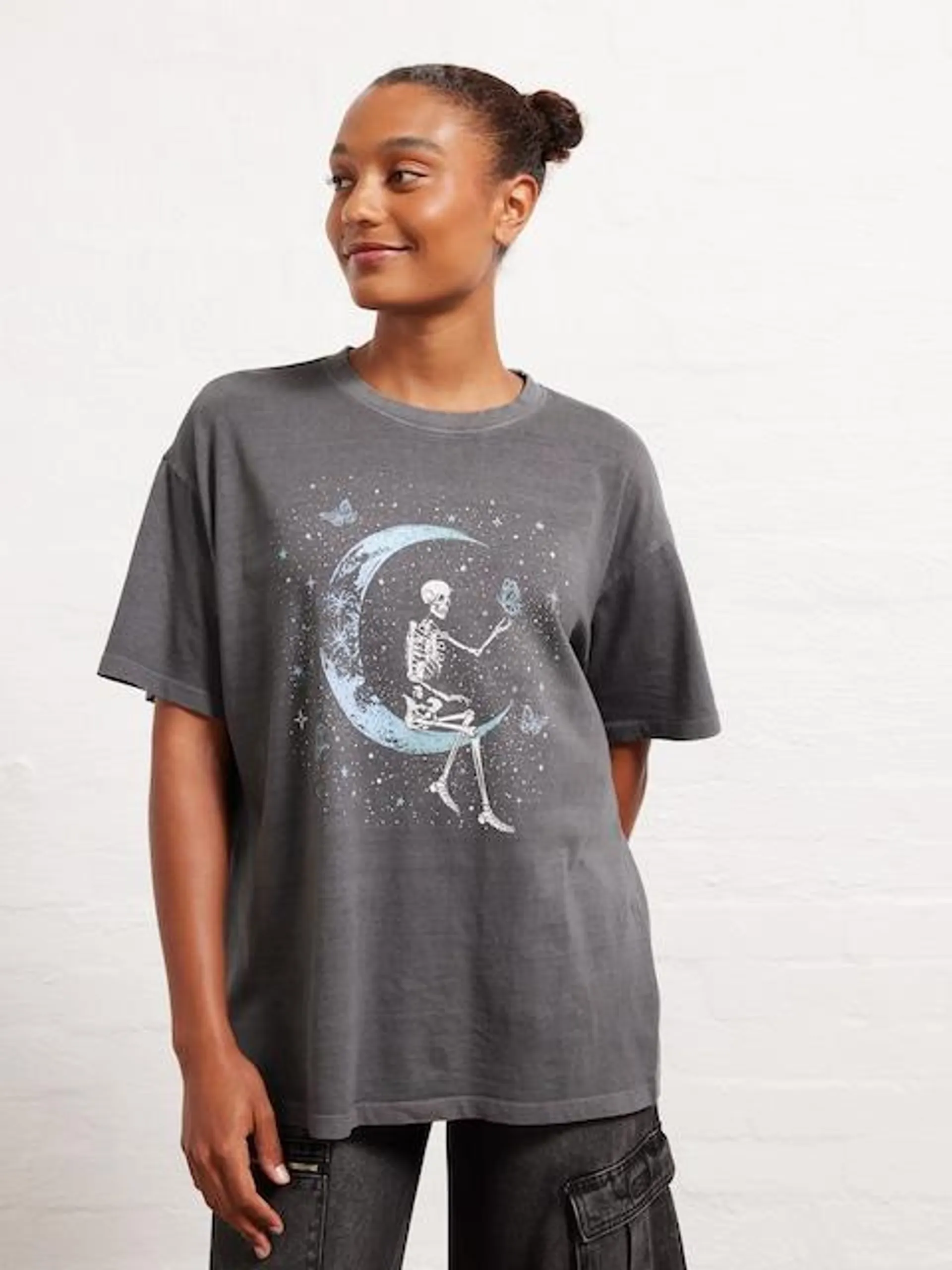 Skeleton Moon Oversized Tee