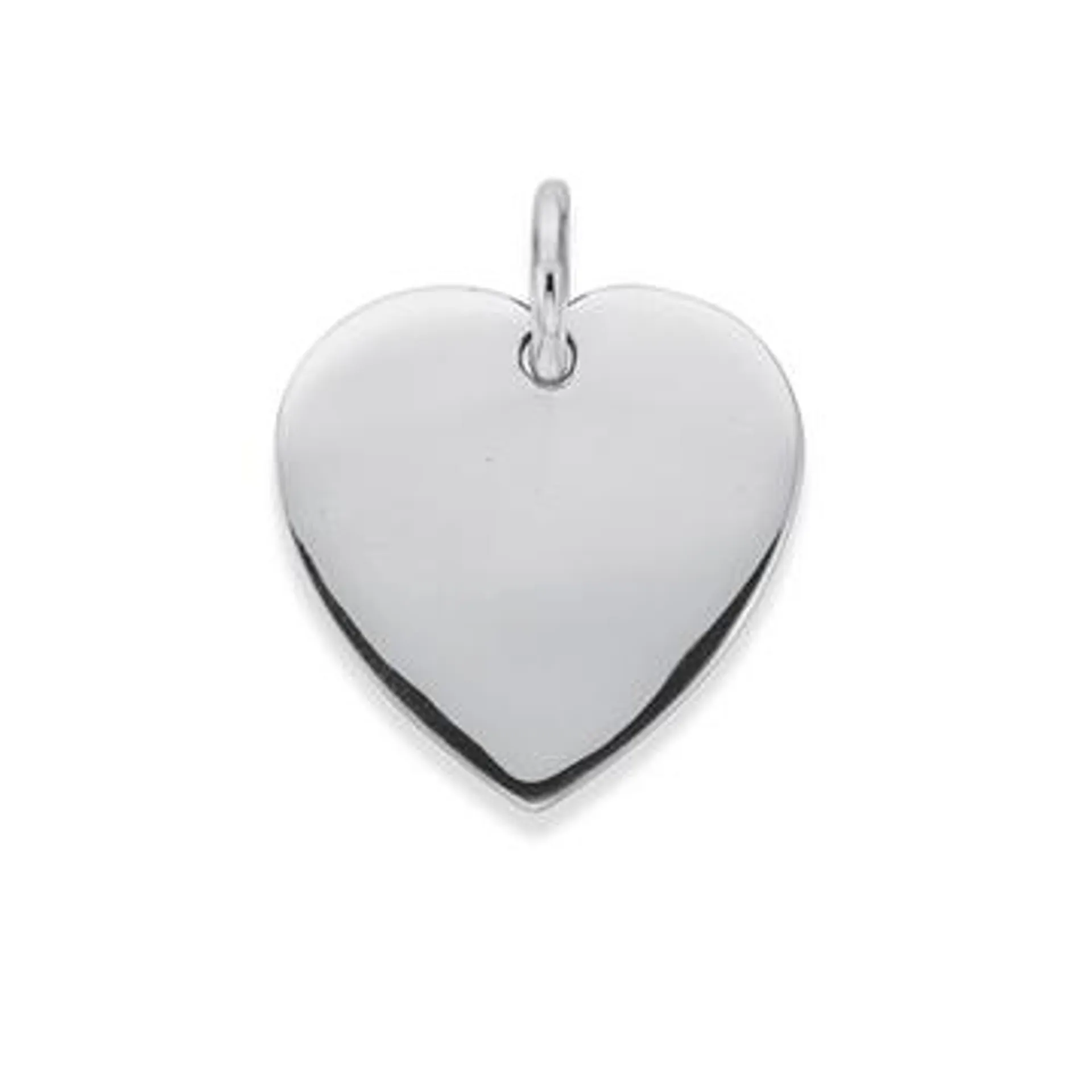 Silver Flat Heart Disc Charm