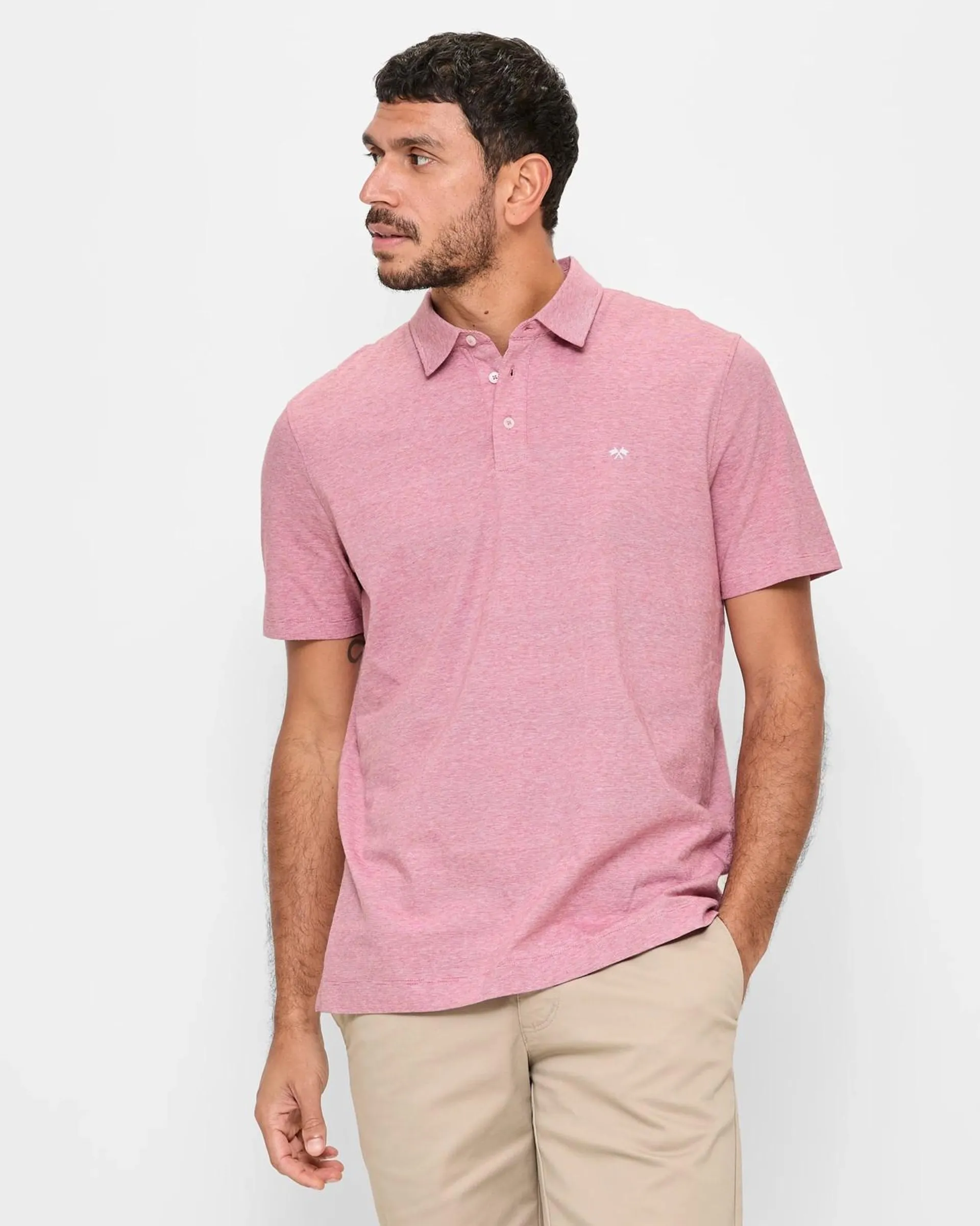 Australian Cotton Micro Stripe Polo Top