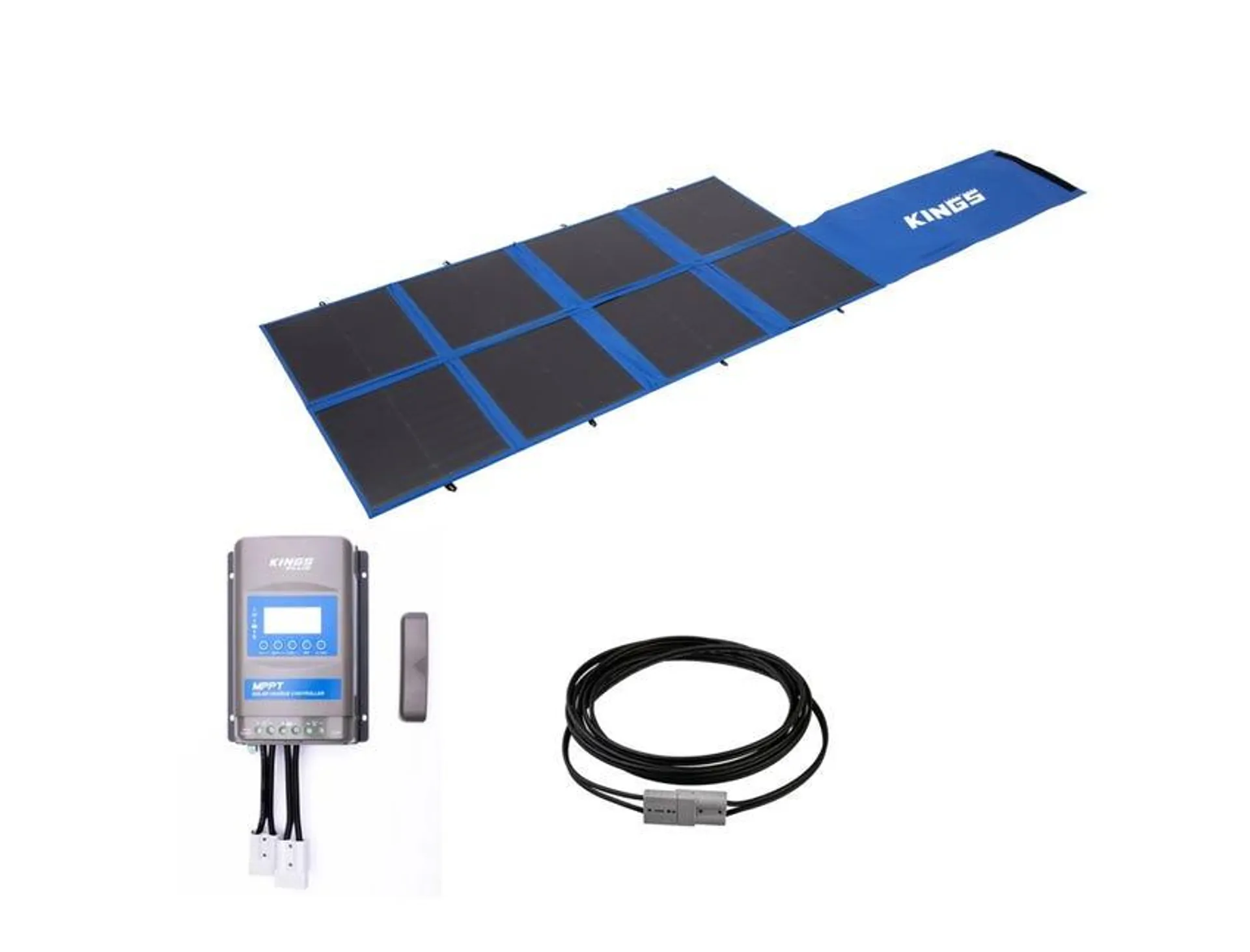 Kings 240W Folding Solar Blanket + Plus 20A MPPT Solar Regulator + 6m Extension Lead