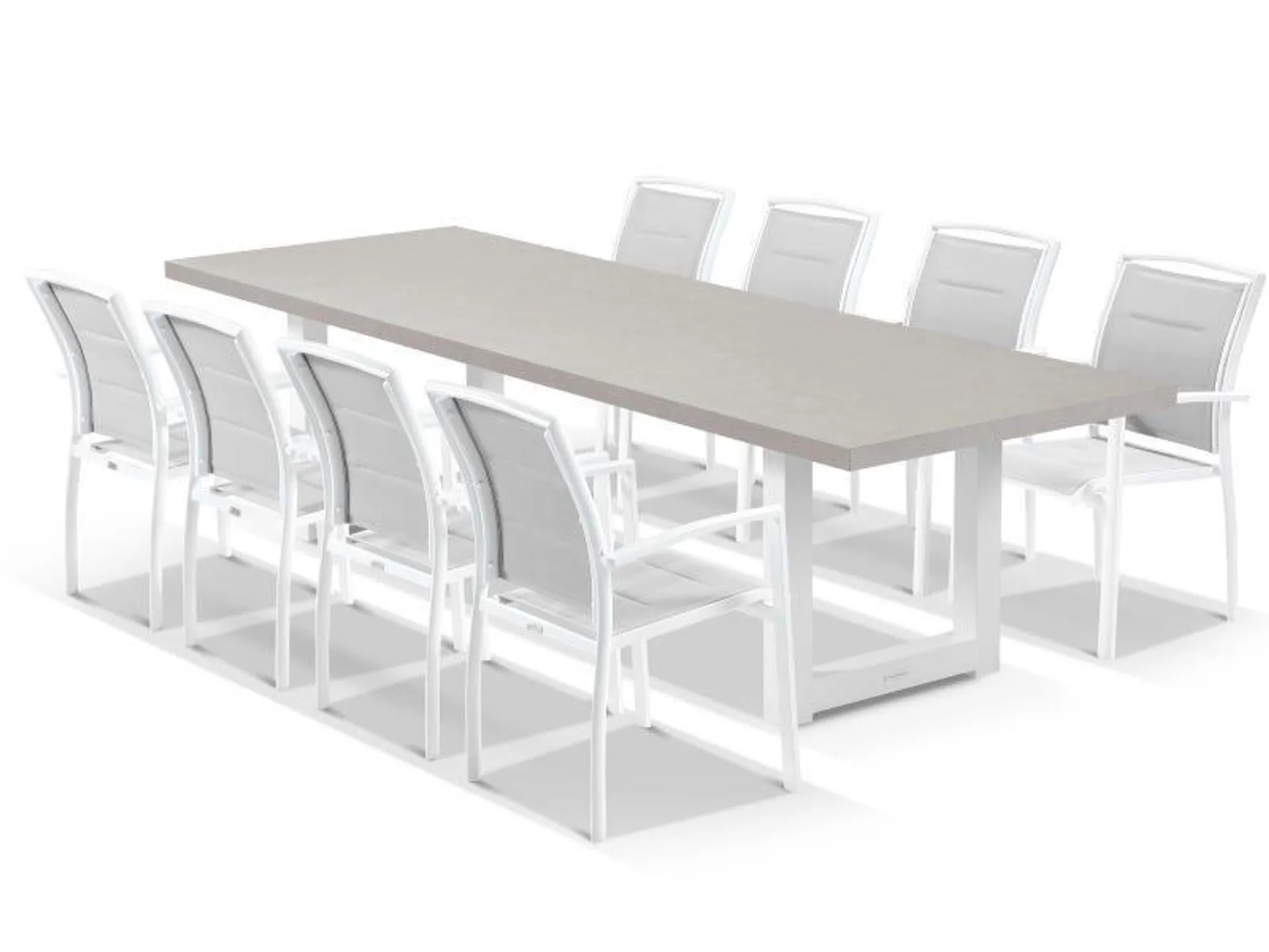 Modena Ceramic Table With Verde Chairs 9pc Outdoor Dining Setting