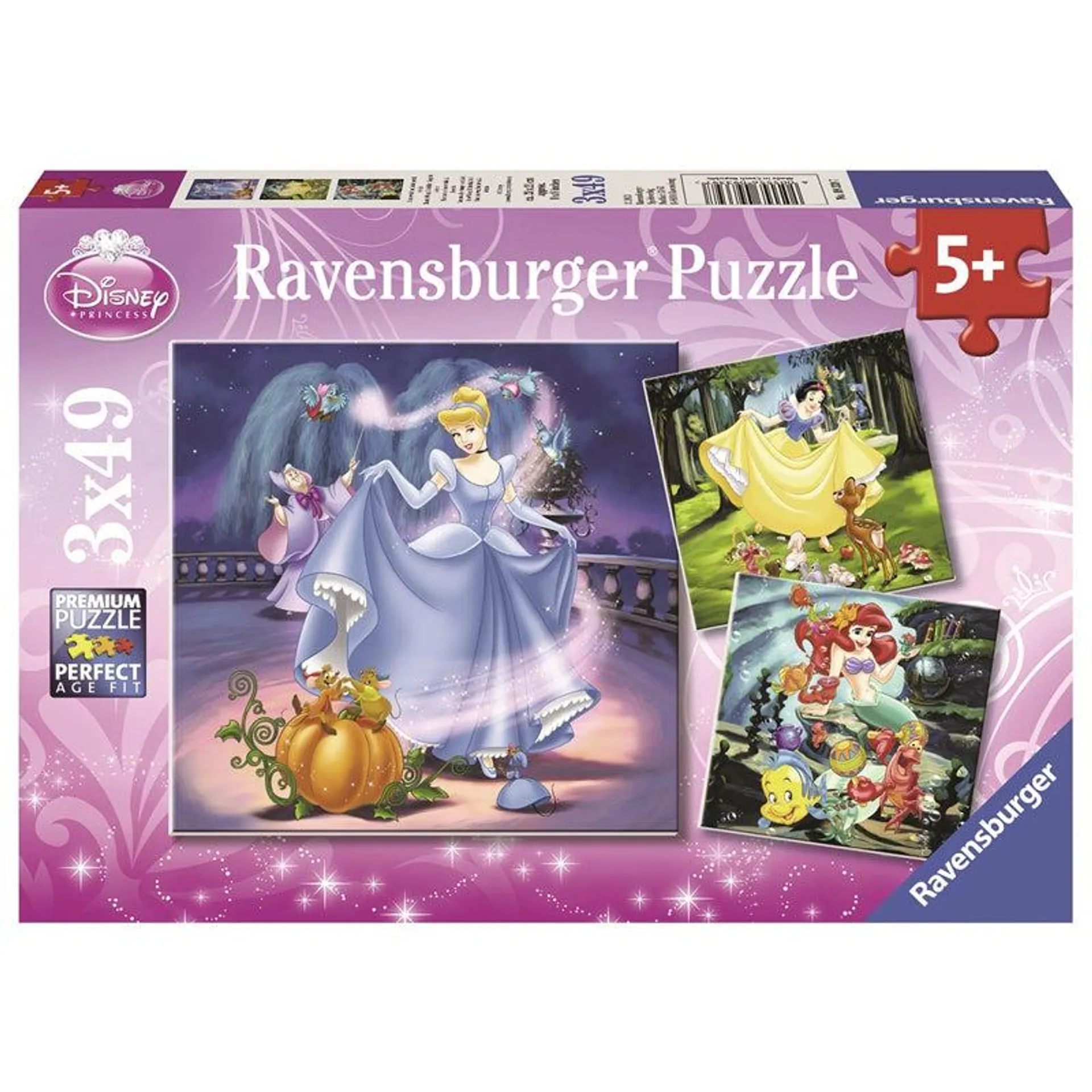 Ravensburger 3 x 49pc Disney Snow White, Cinderella and Ariel Puzzle