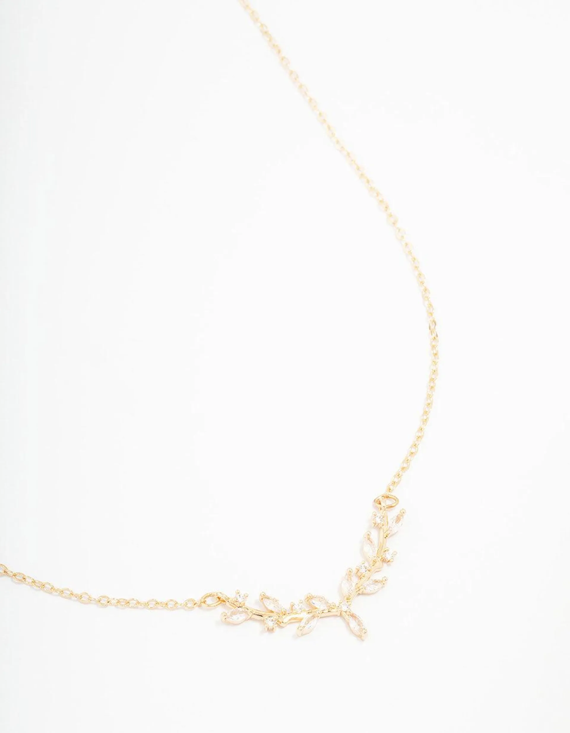 Gold Cubic Zirconia Vine Necklace