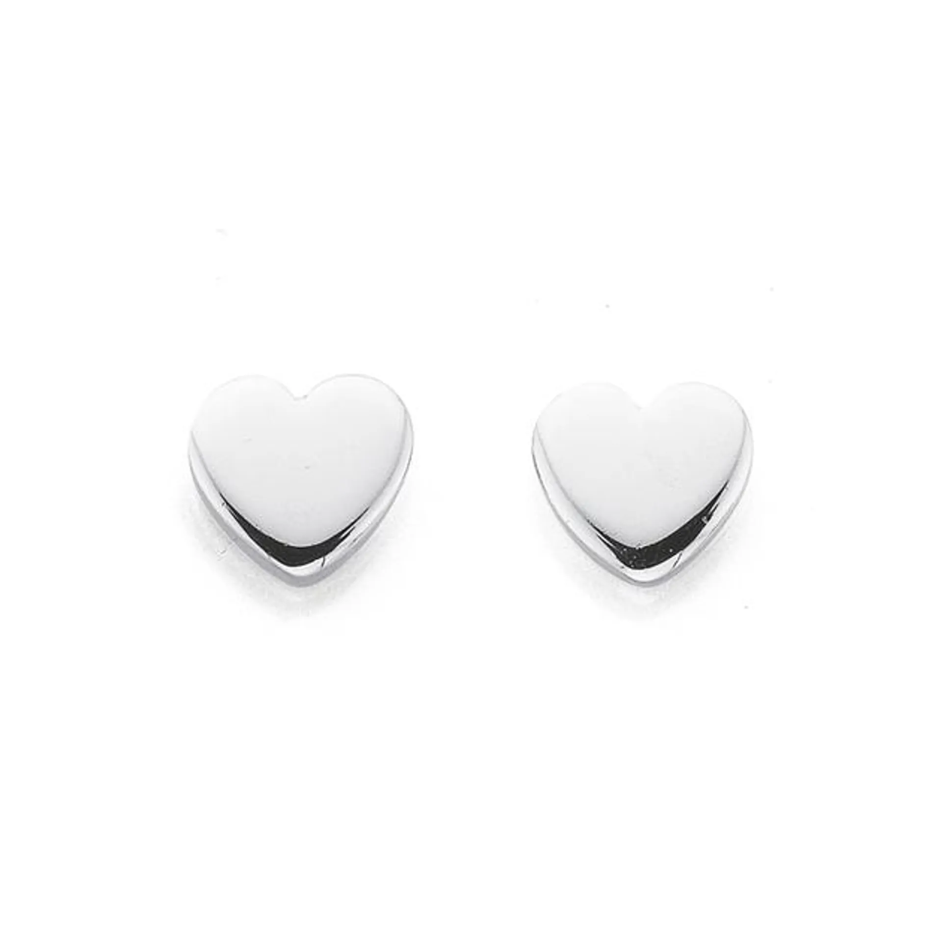 Silver Flat Heart Shape Stud Earrings