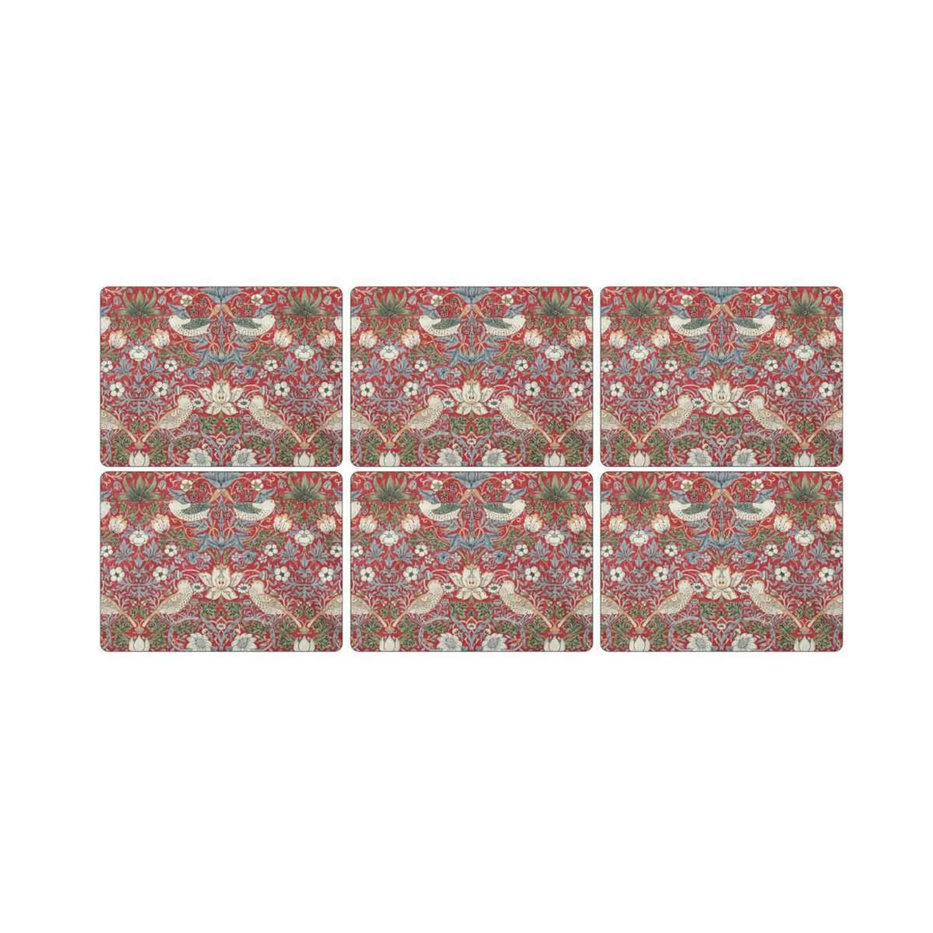 Pimpernel Strawberry Thief Placemats Red Set of 6