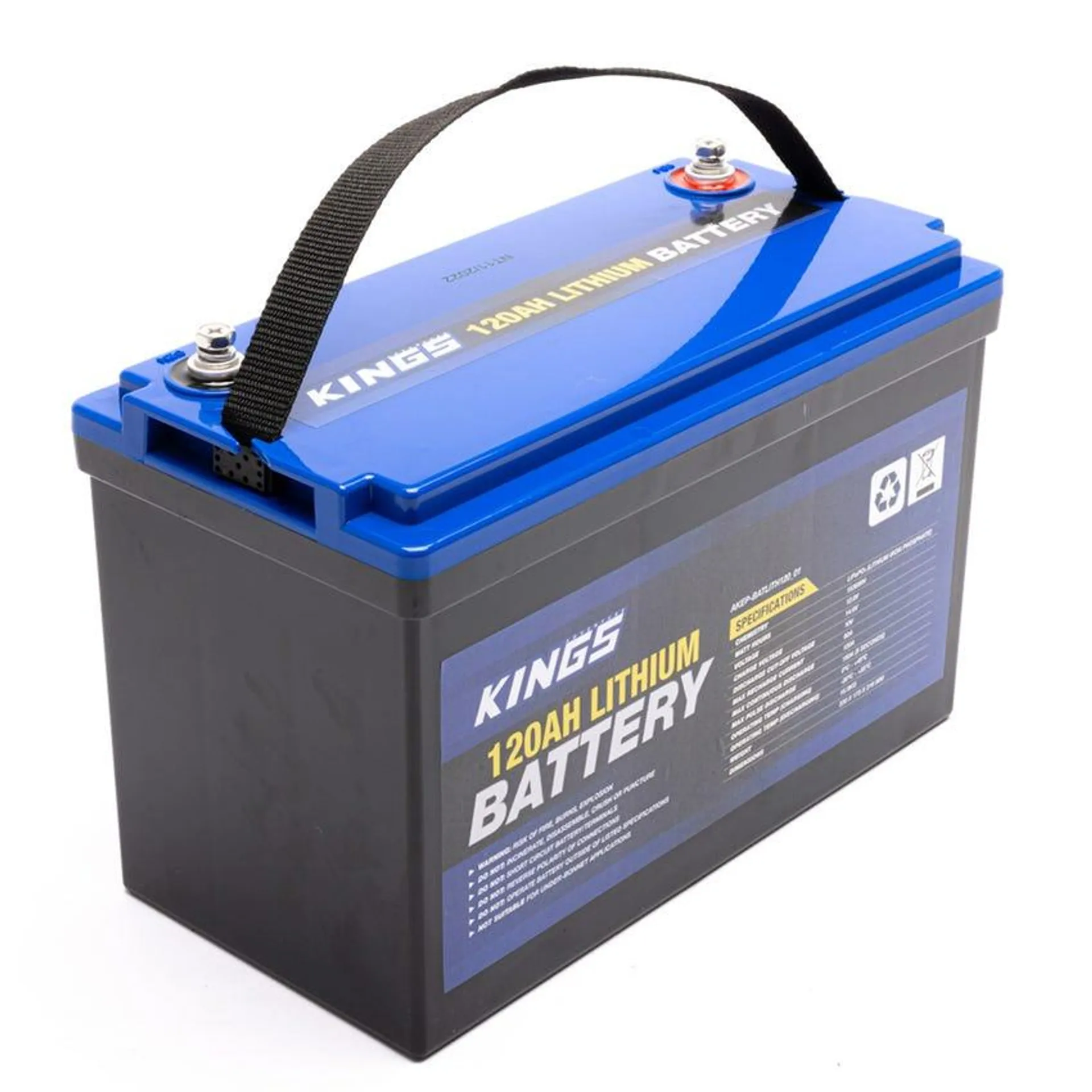 Kings 12V 120Ah Deep Cycle Lithium LiFePO4 Battery | Quality Integrated BMS | 2000+ Cycles | Long Life