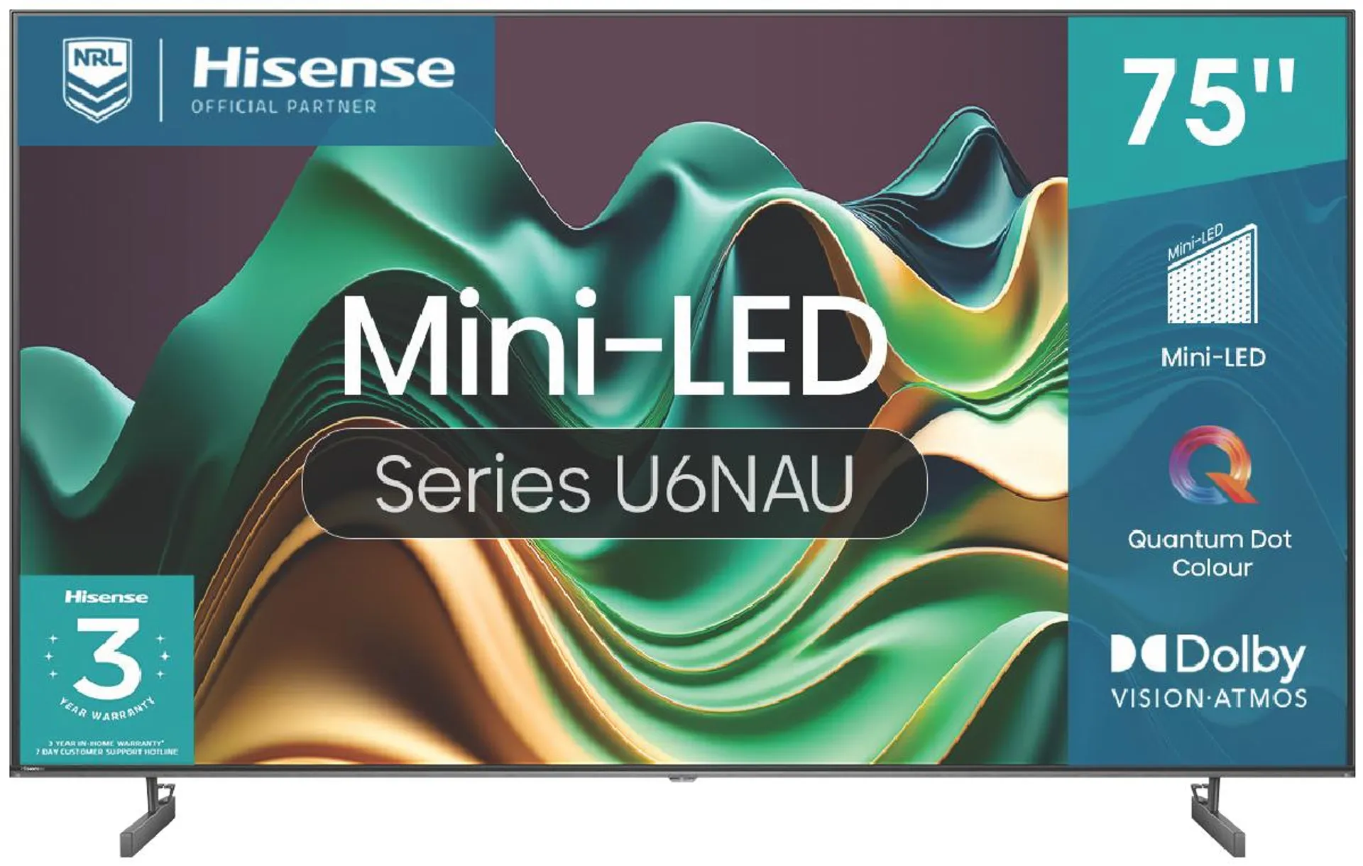 Hisense 75" U6NAU Mini-LED 4K QLED Smart TV 24