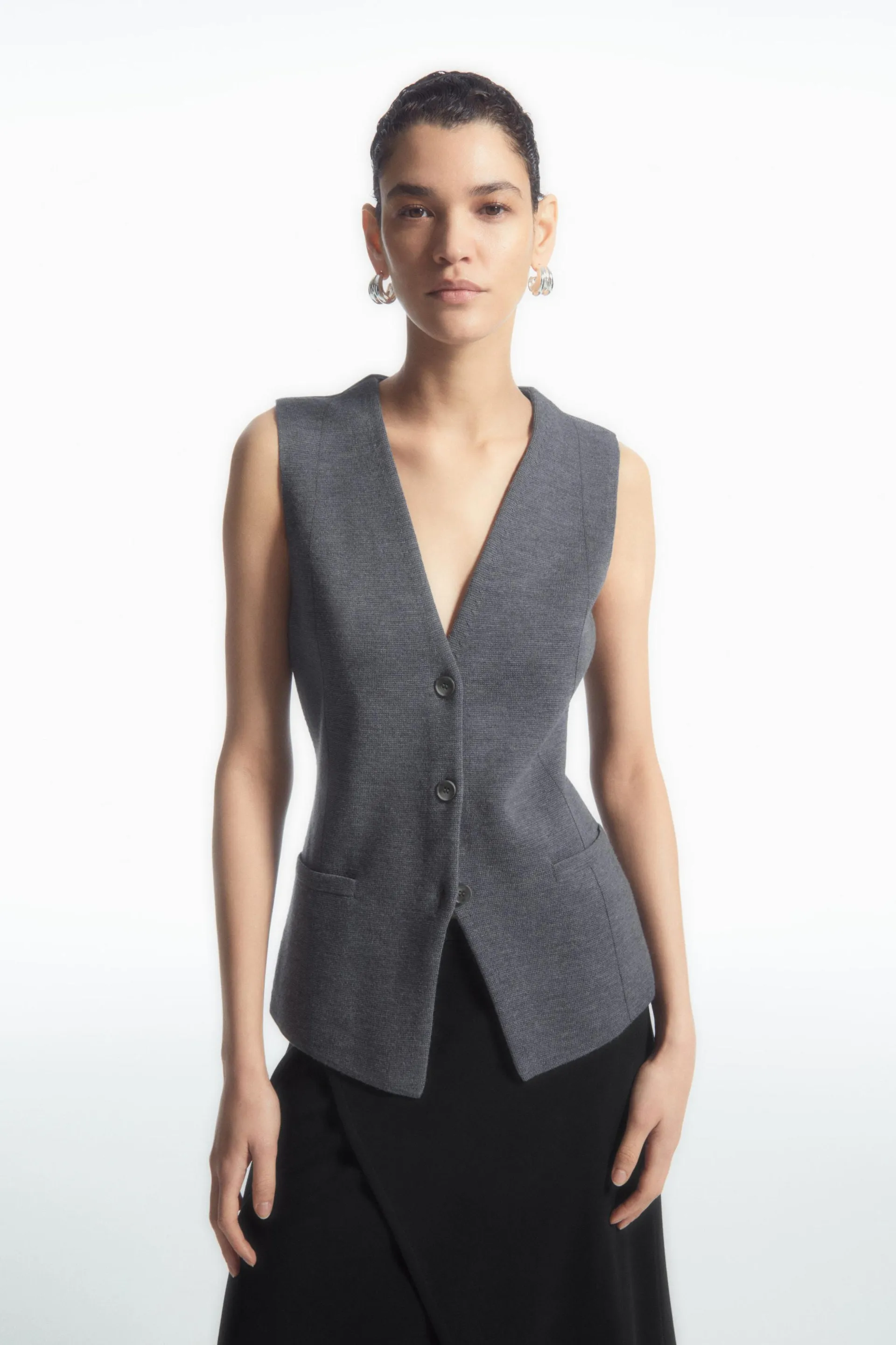 LONGLINE KNITTED WOOL WAISTCOAT