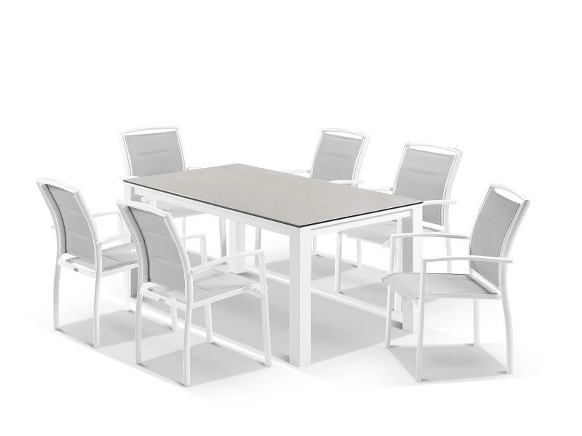 Adele Ceramic table with Verde Chairs 7pc Outdoor Dining Setting