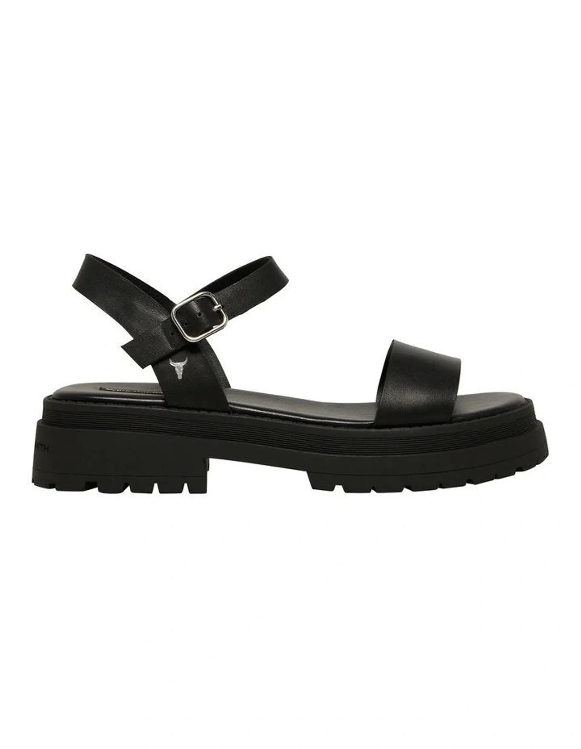 Linger Leather Sandal in Black