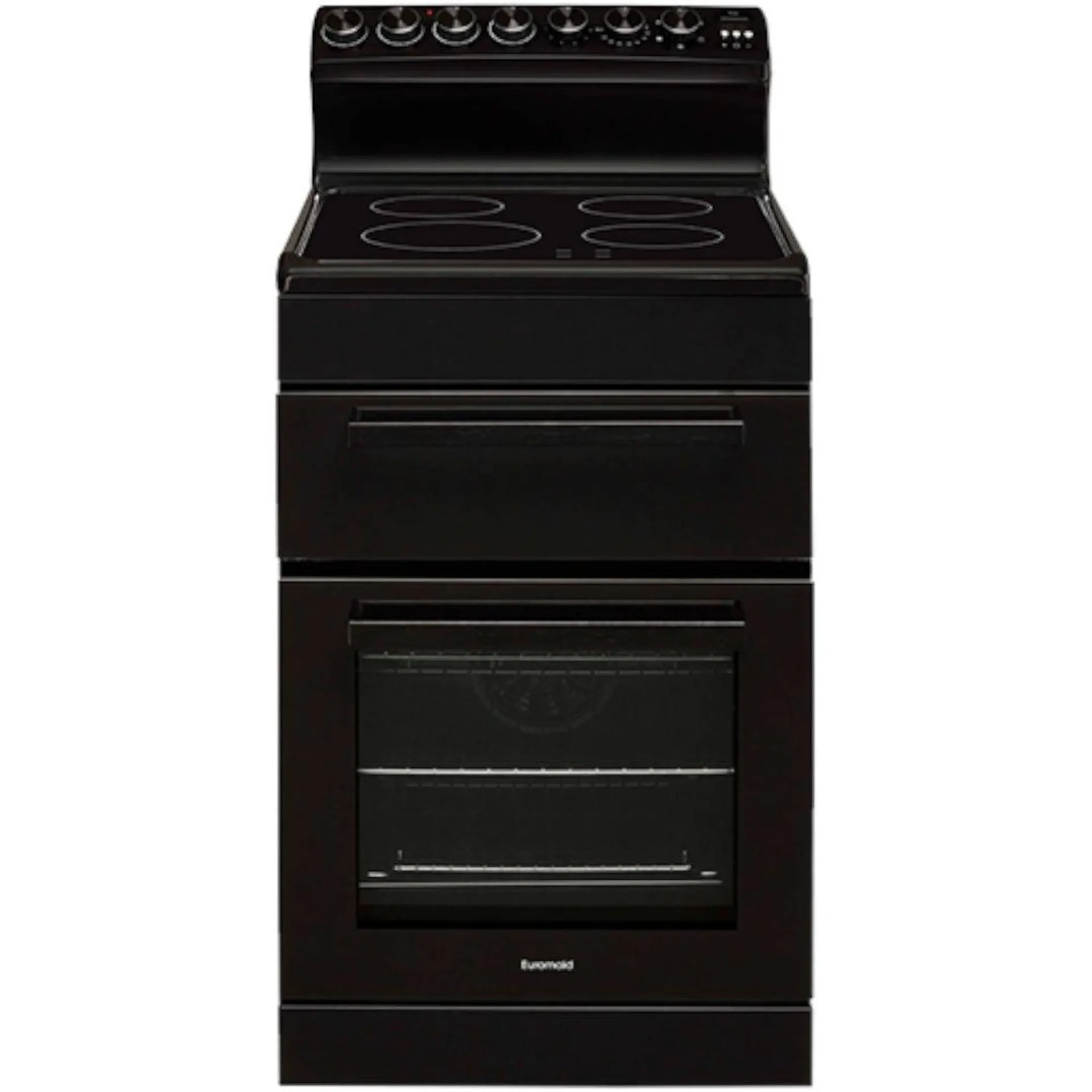 Euromaid 54cm Freestanding Electric Oven with Ceramic Cooktop in Black