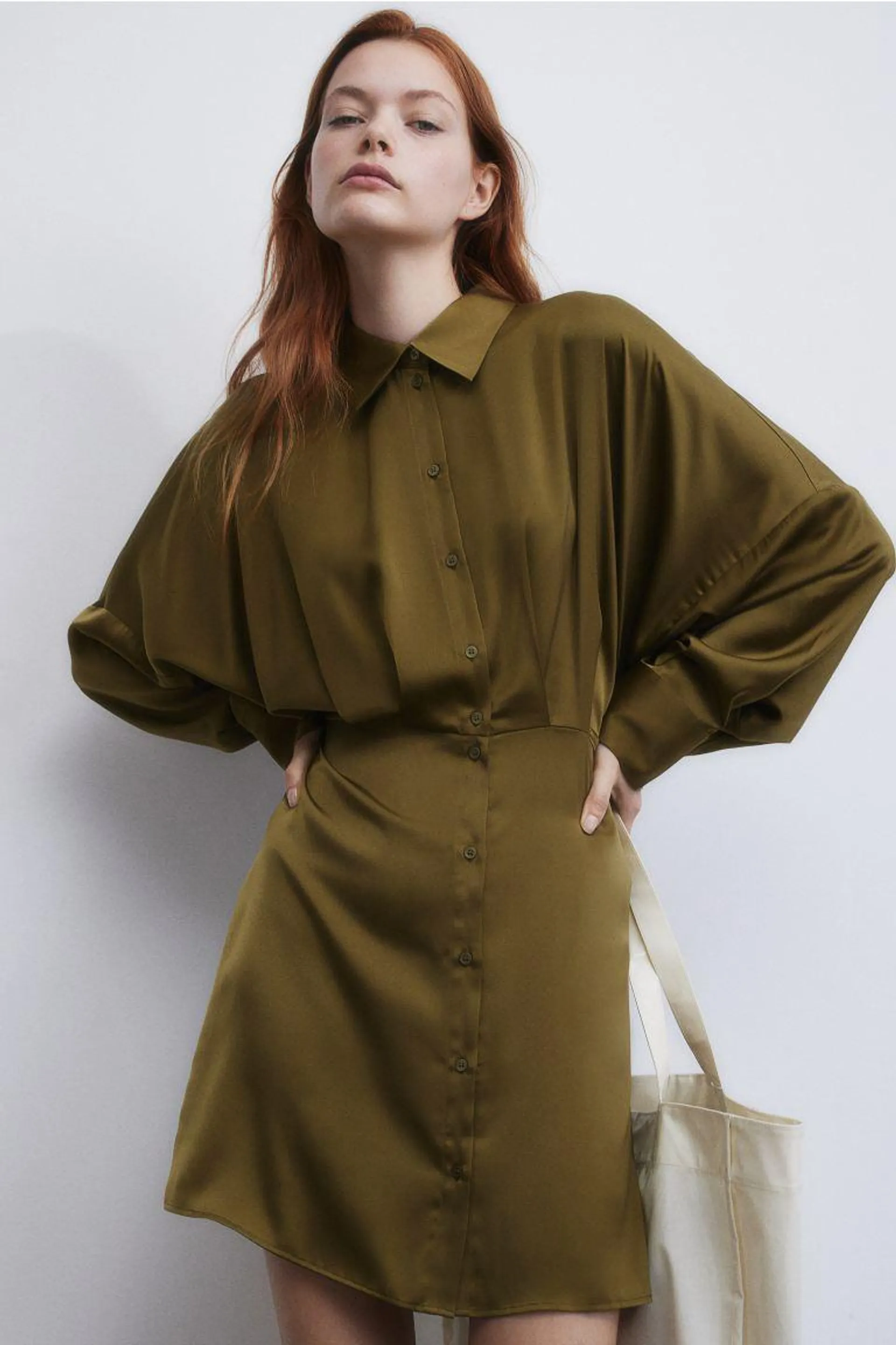 Satin Shirt Dress