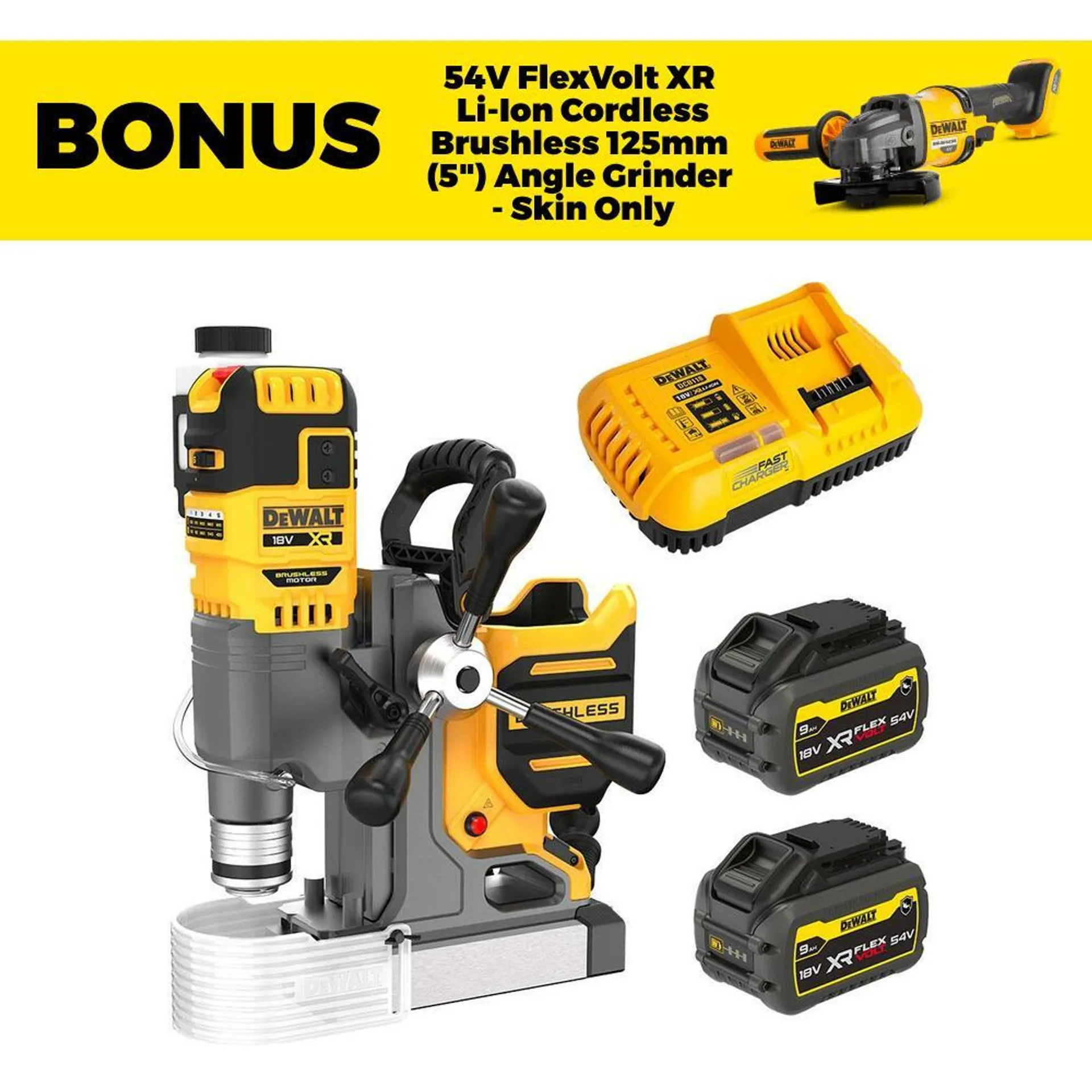 DeWalt DCD1623X2G-XE 18V 9.0Ah XR Li-ion Cordless Brushless Magnetic Drill with Permanent Magnet Combo Kit